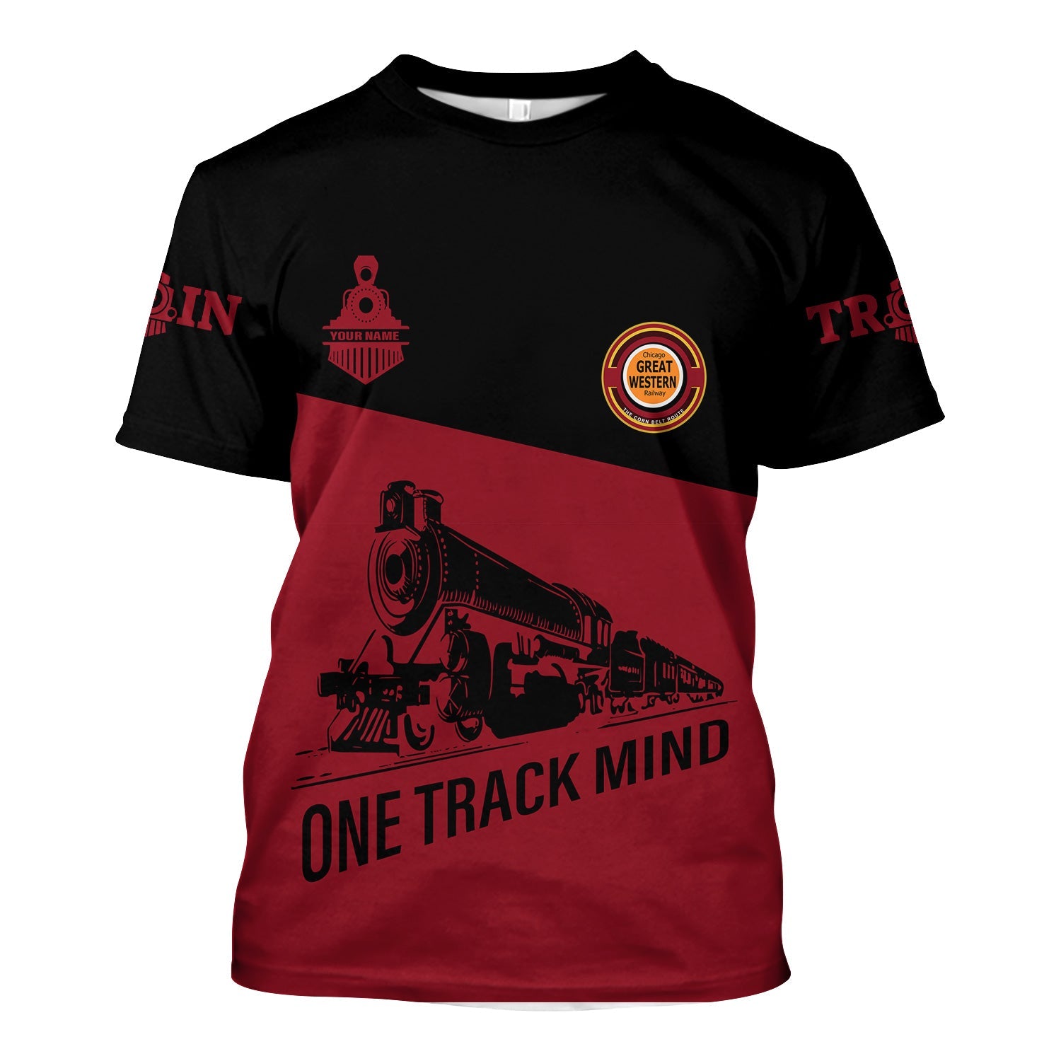 Railspirit Personalized Chicago Great Western Railroad T Shirt One Track Mind Unisex Train Shirt Gift Idea For Train Lover