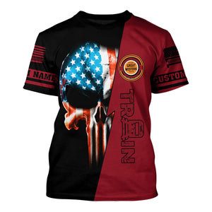 Railspirit Personalized Chicago Great Western Railroad T-Shirt Train Skull American Flag Shirt All Over Print