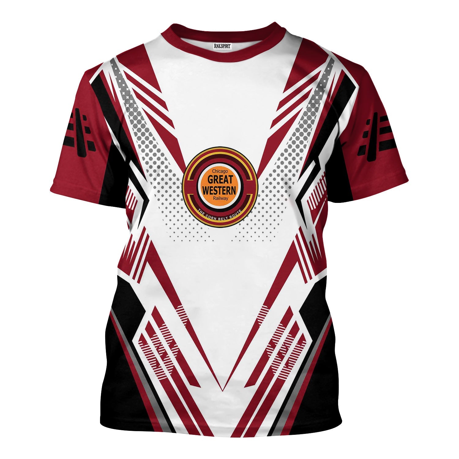 Railspirit Personalized Chicago Great Western Railroad T-Shirt Railroad Tribute Design Train Shirt for Train Lovers