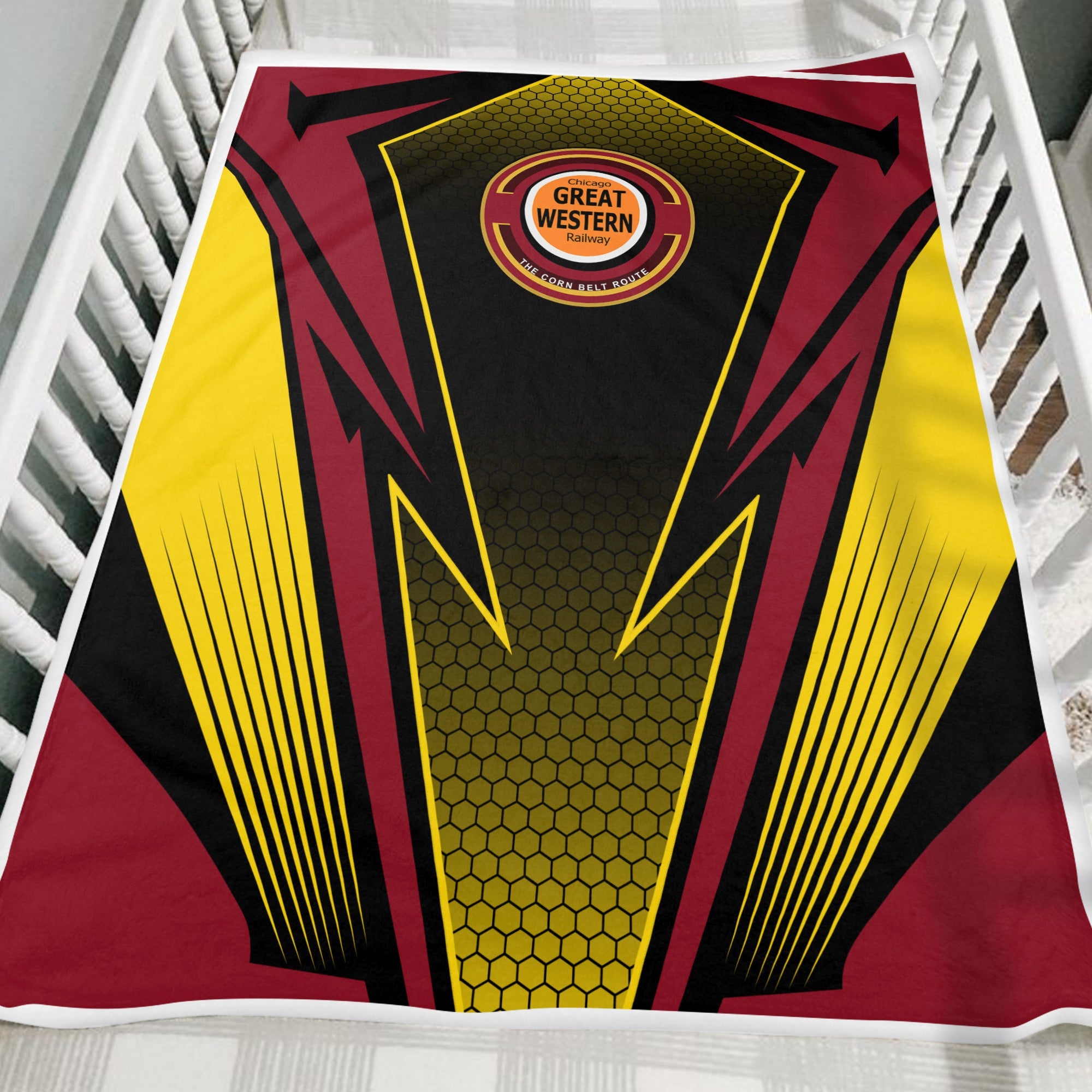 Railspirit Chicago Great Western Railroad Blanket Lightning Graphic Style Blanket Gift Idea For Train Lover