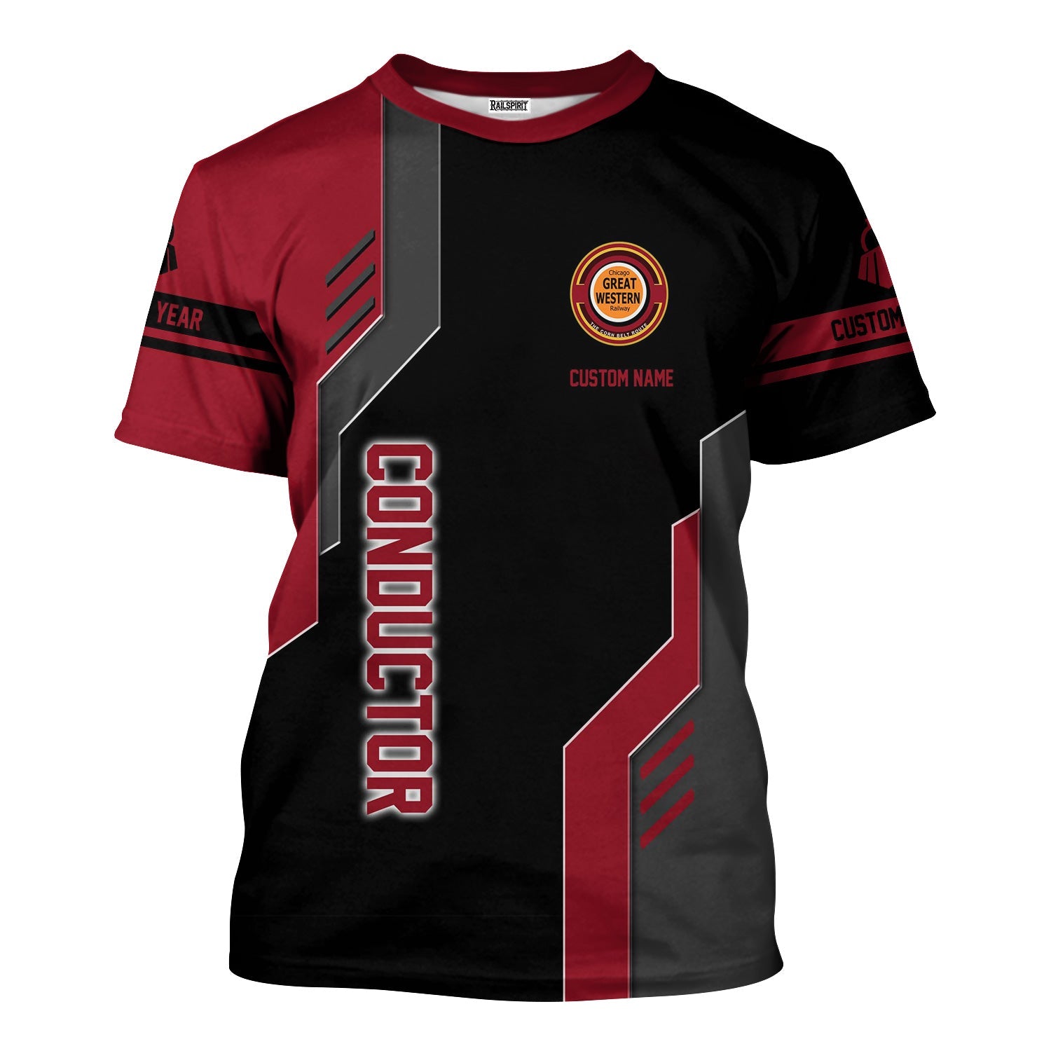 Railspirit Personalized Chicago Great Western Railroad T-Shirt Unique Railway Style with Custom Job Train Shirt