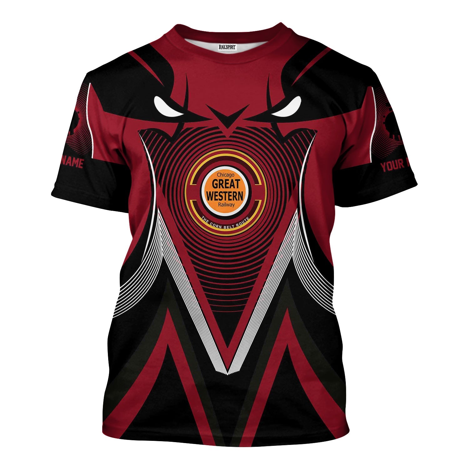 Railspirit Personalized Chicago Great Western Railroad T-Shirt Vibrant Graphic Pattern Shirt For Train Enthusiasts