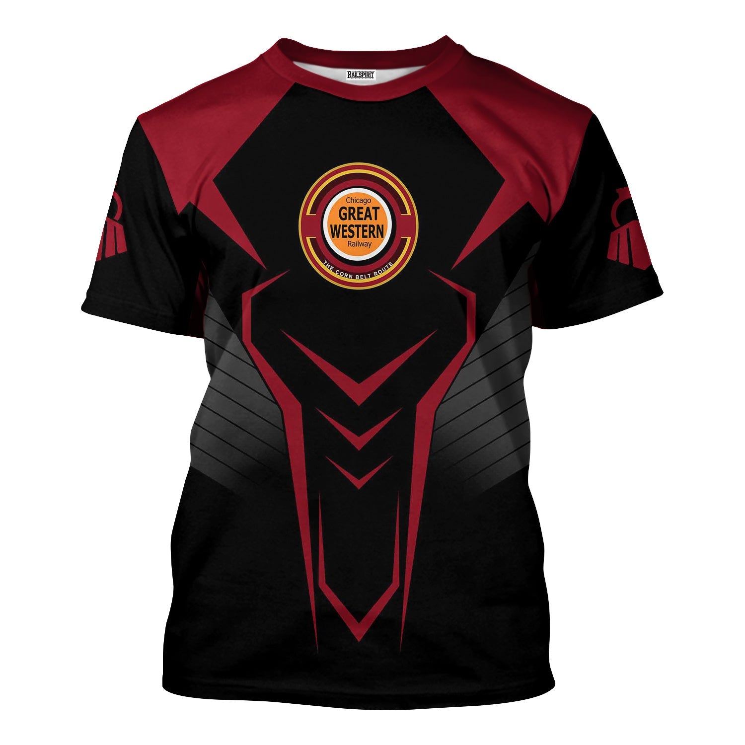 Railspirit Personalized Chicago Great Western Railroad T-Shirt Dynamic Design Style Perfect Shirt for Train Enthusiasts