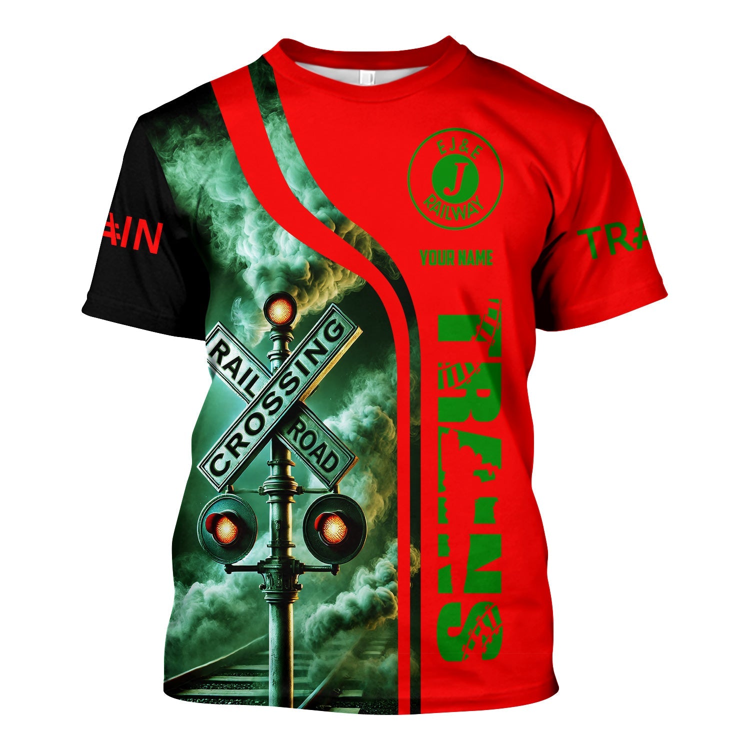 Railspirit Custom Name Elgin Joliet And Eastern Railroad T Shirt Railroad Crossing Sign Train Shirt All Over Print