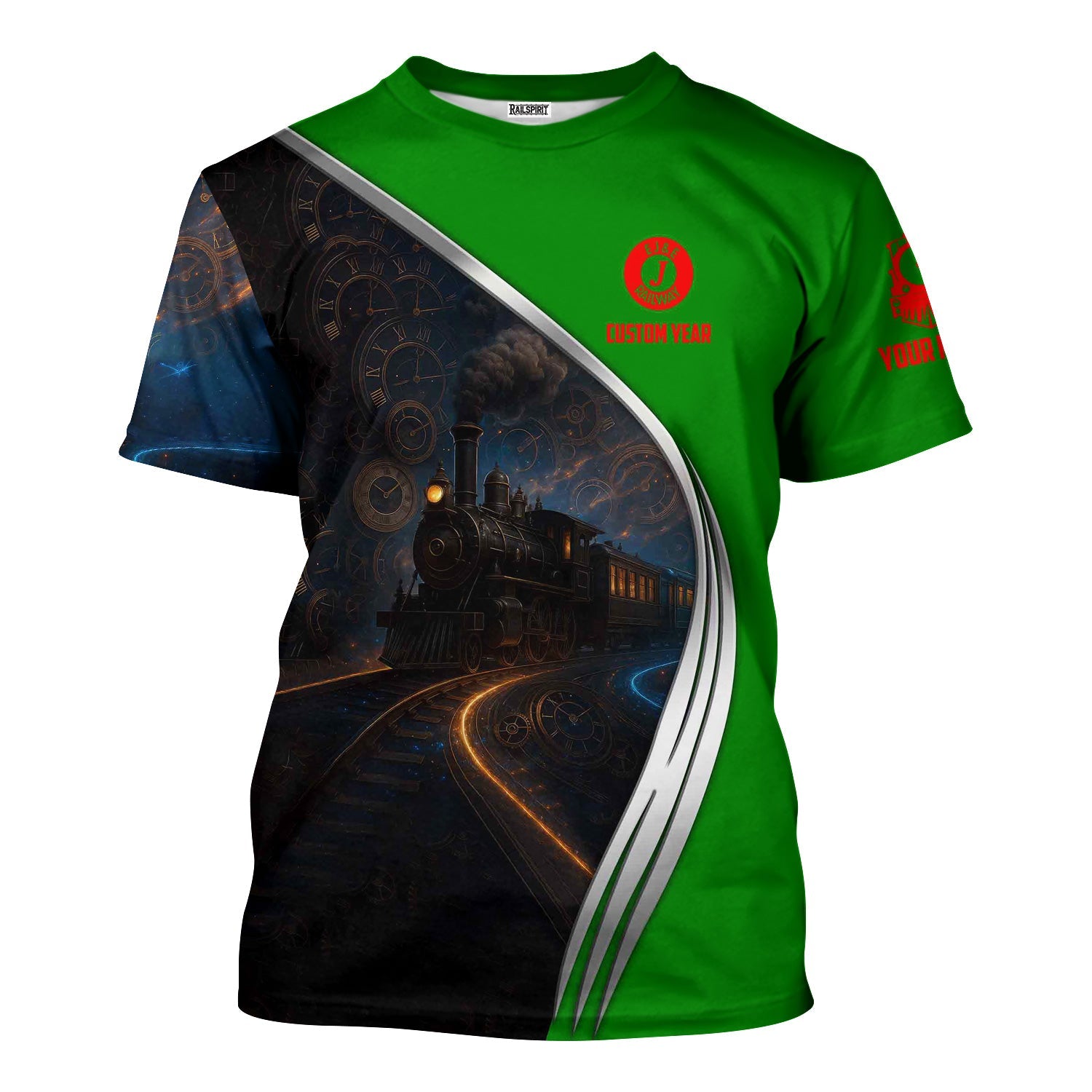 Railspirit Personalized Elgin Joliet And Eastern Railroad T-Shirt Steampunk Locomotive with Custom Year Train Shirt