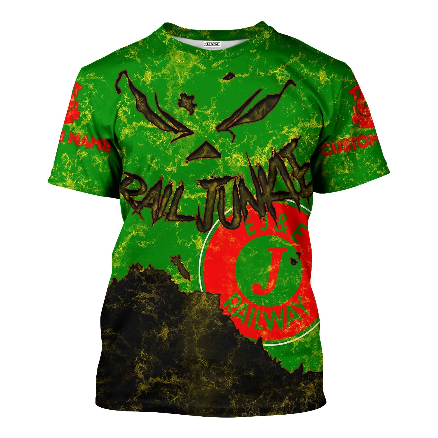 Railspirit Personalized Elgin Joliet And Eastern Railroad T-Shirt Torn Graphic Style Train Shirt For Rail Junkie