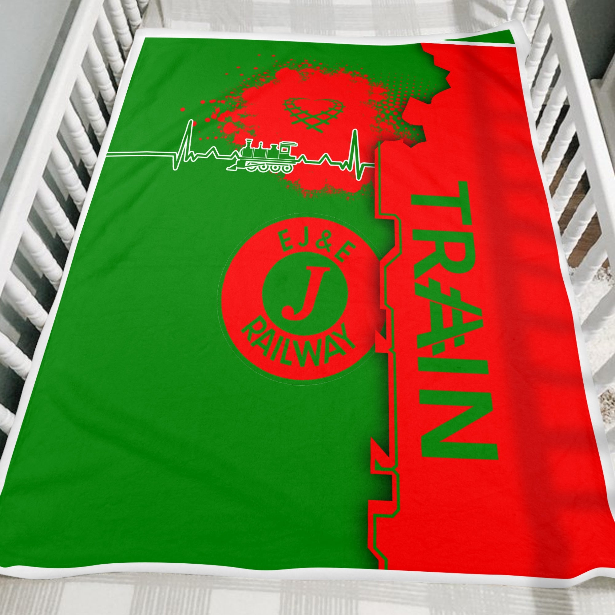 Railspirit Elgin Joliet And Eastern Railroad Blanket Engine Heartbeat and Track Love Style Blanket Gift Idea For Train Lovers