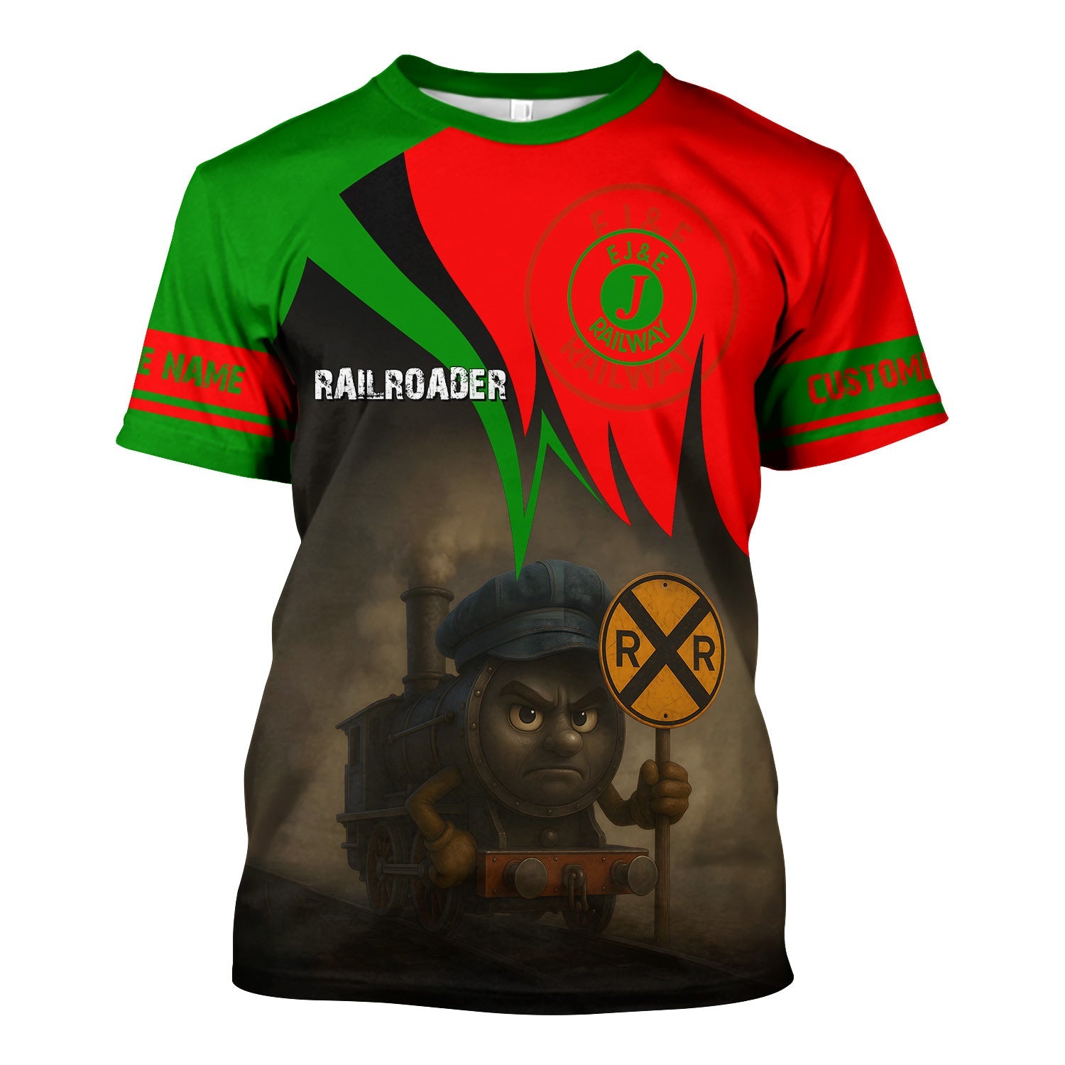 Railspirit Personalized Elgin Joliet And Eastern Railroad T-Shirt Angry Train Shirt Gift Idea For Train Lover