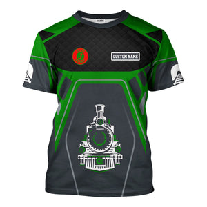 Railspirit Personalized Elgin Joliet And Eastern Railroad T-Shirt Steam Locomotive Engine Graphic Train Shirt All Over Print