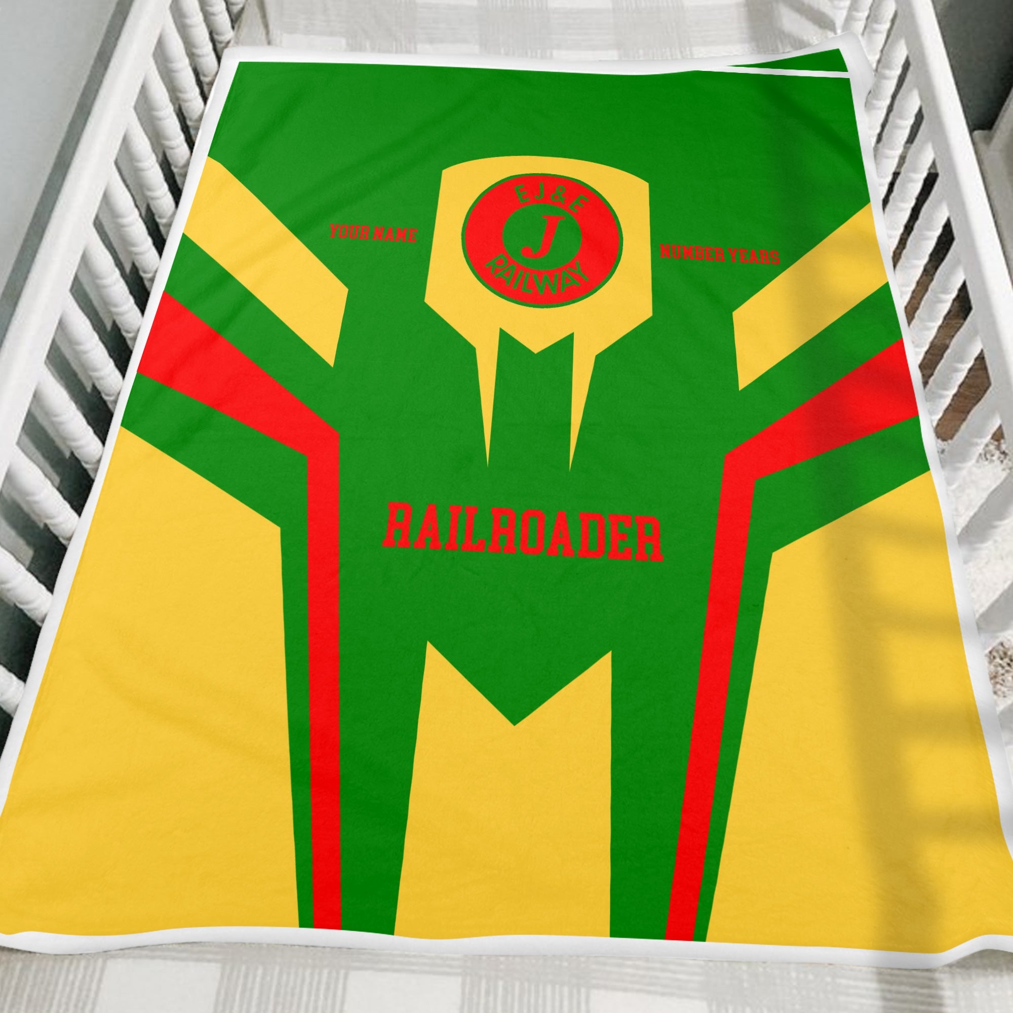 Railspirit Personalized Elgin Joliet And Eastern Railroad Blanket Custom Year Railroader Gift Idea For Train Lover