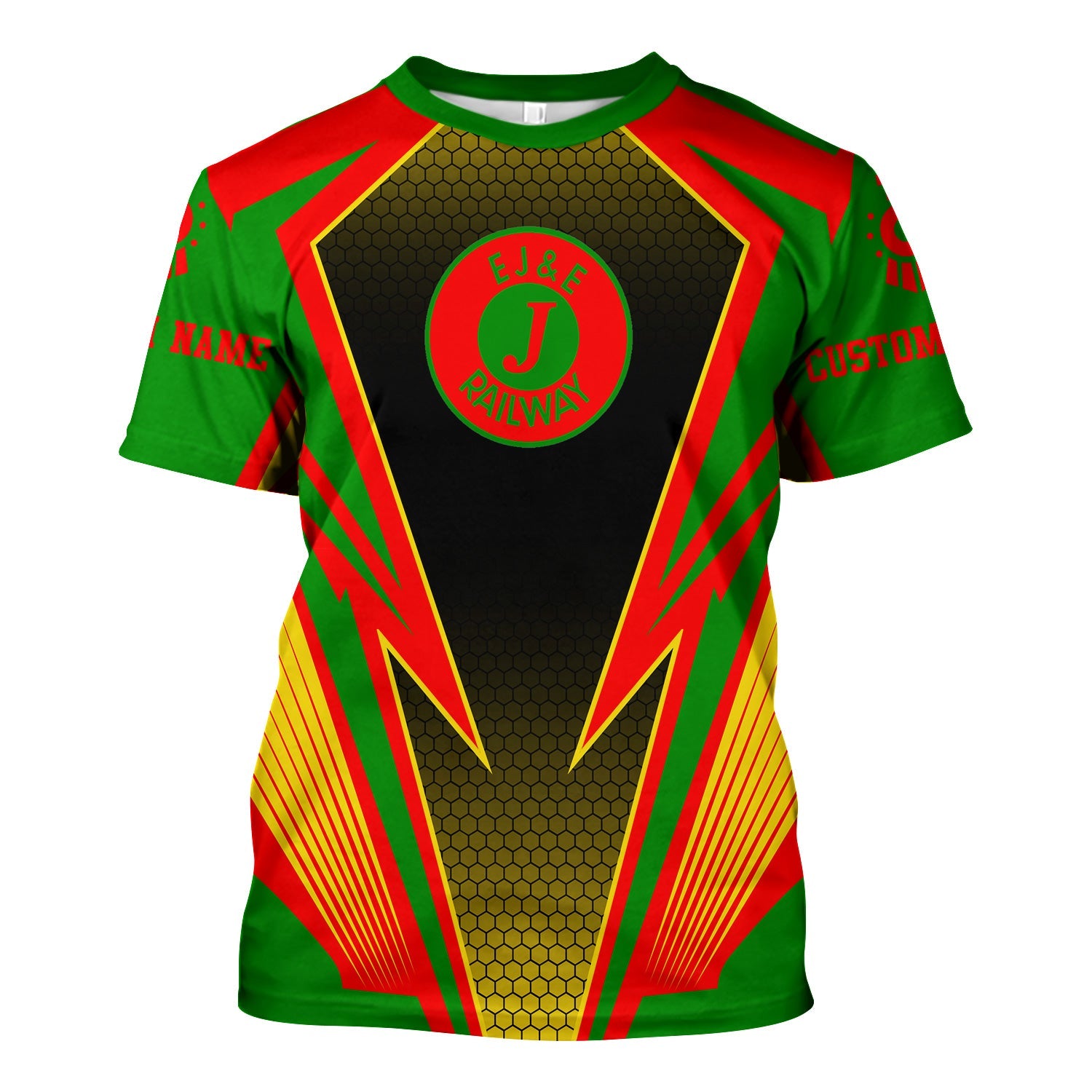 Railspirit Personalized Elgin Joliet And Eastern Railroad T-Shirt Lightning Graphic Style Shirt Gift Idea For Train Lover