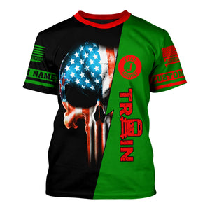 Railspirit Personalized Elgin Joliet And Eastern Railroad T-Shirt Train Skull American Flag Shirt All Over Print