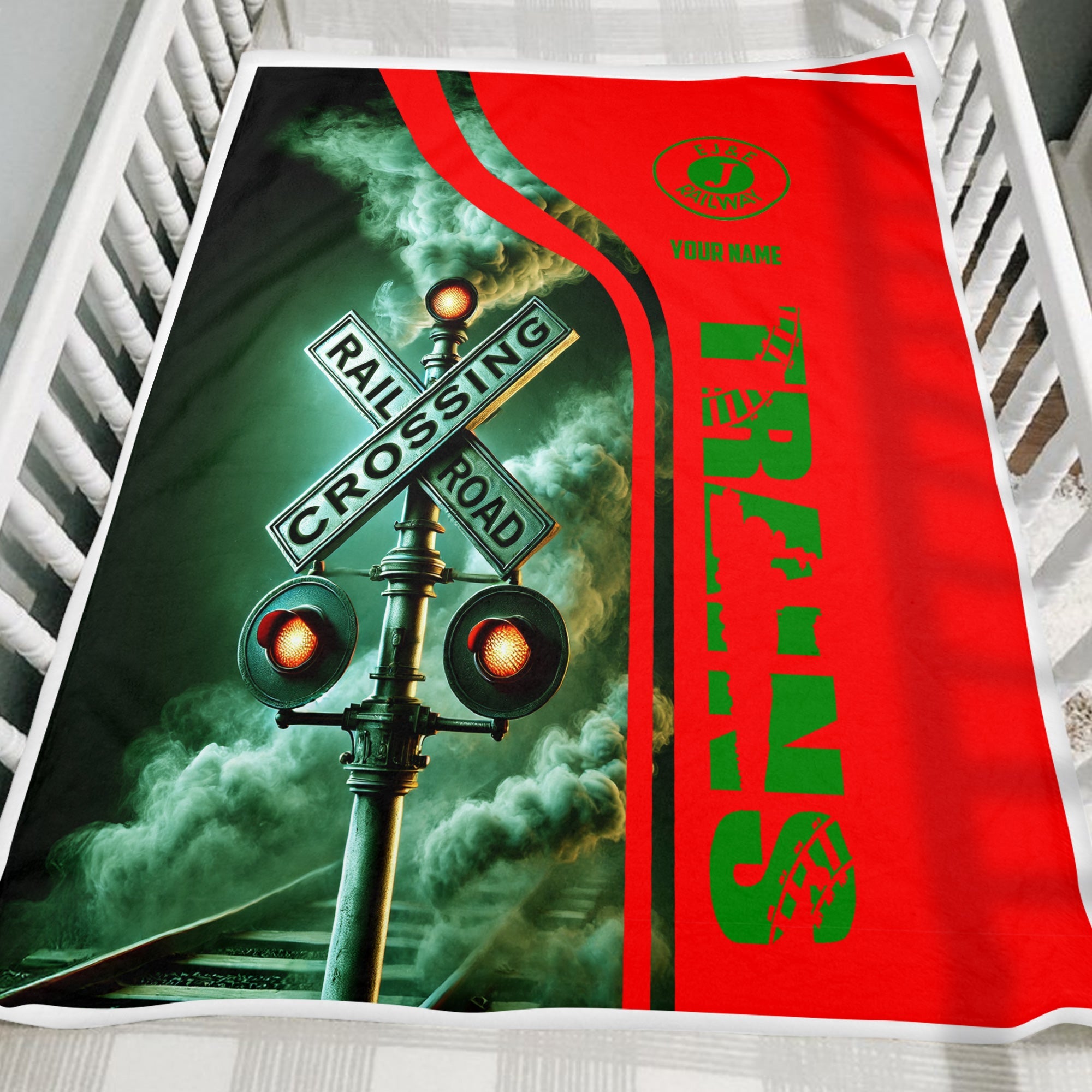 Railspirit Personalized Elgin Joliet And Eastern Railroad Blanket Railroad Crossing Sign Blanket All Over Print