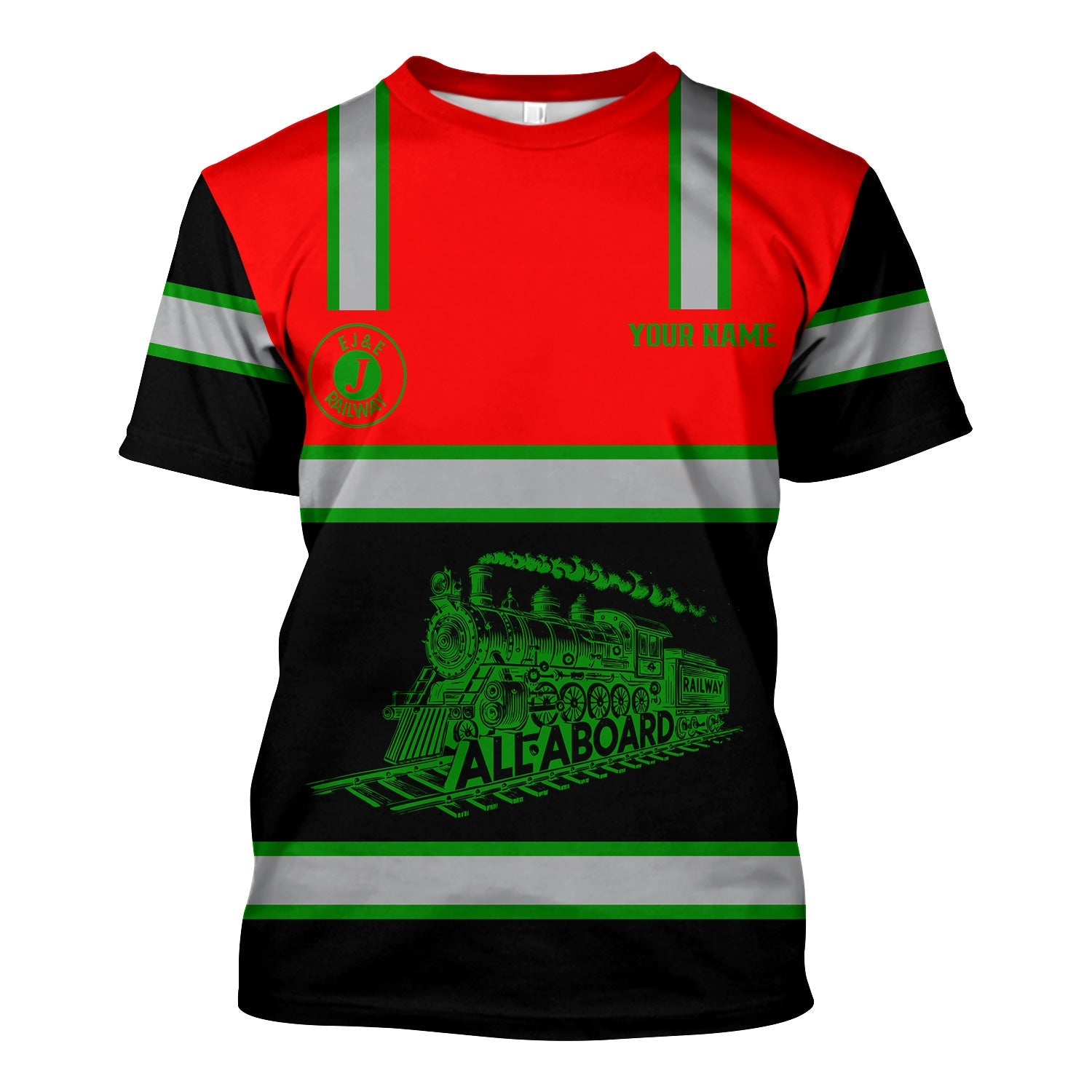 Railspirit Custom Name Elgin Joliet And Eastern Railroad T Shirt Eat Train Sleep Repeat Printed Train Shirt