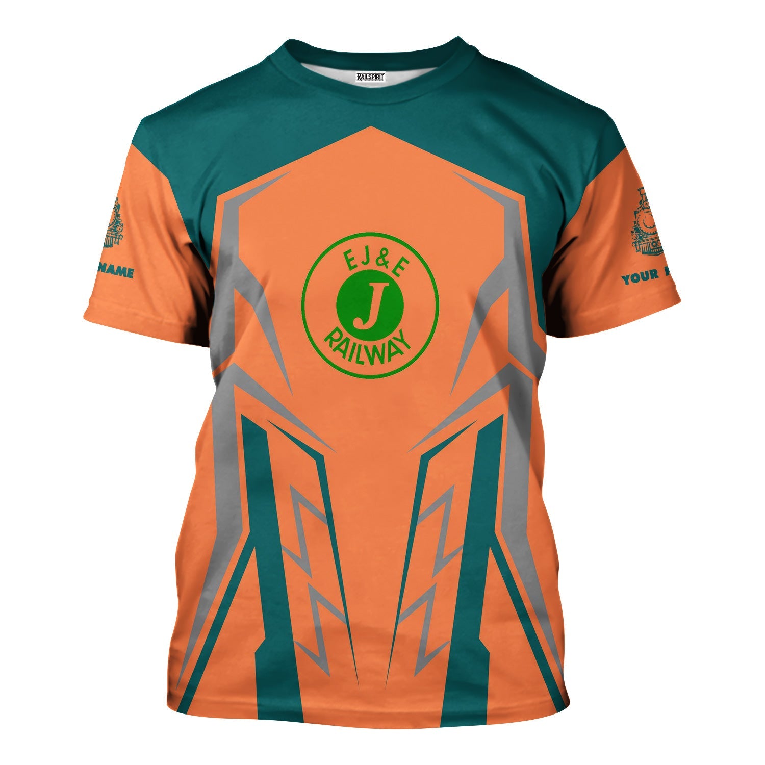 Railspirit Personalized Elgin Joliet And Eastern Railroad T-Shirt Futuristic Design with Custom Job Train Shirt