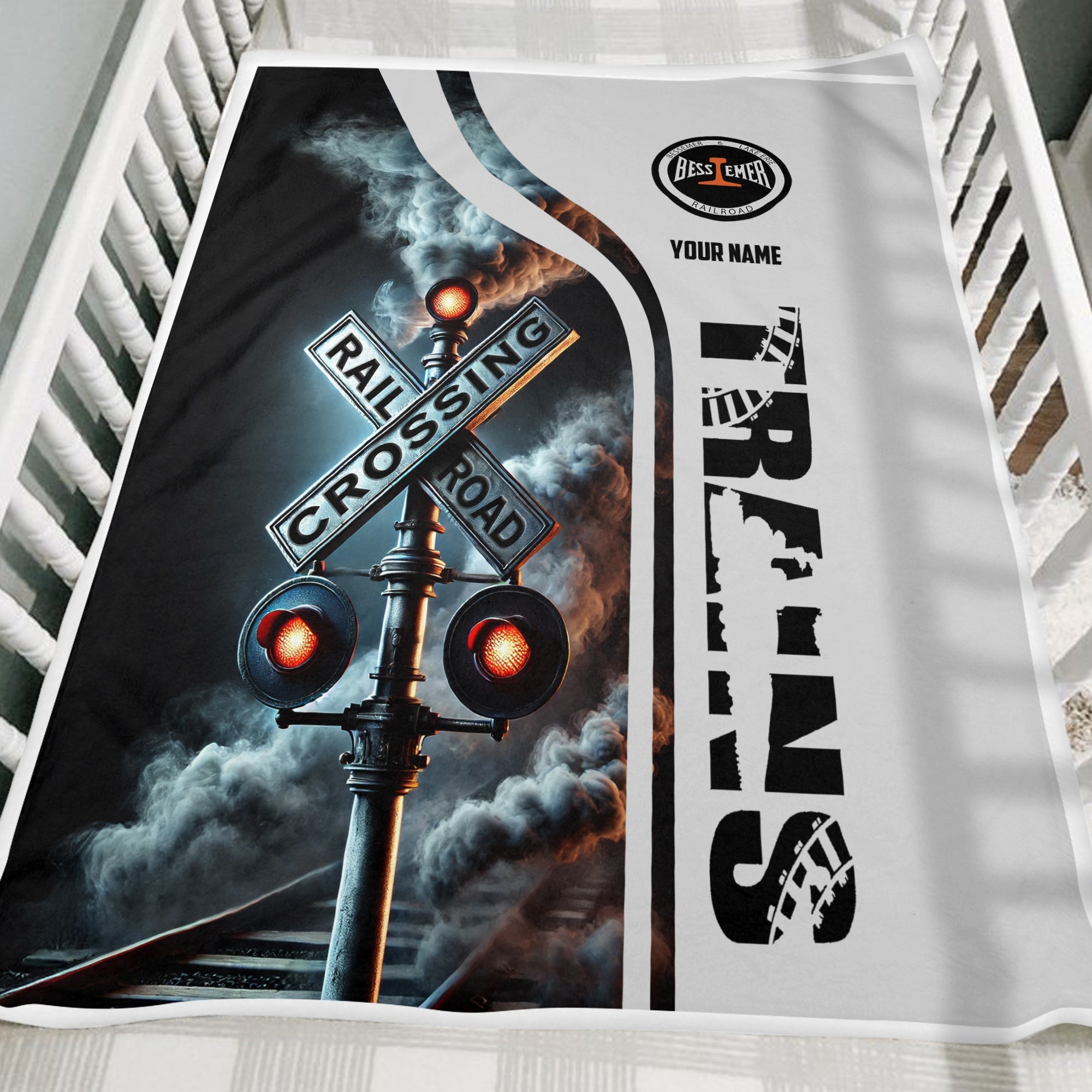 Railspirit Personalized Bessemer And Lake Erie Railroad Blanket Railroad Crossing Sign Blanket All Over Print