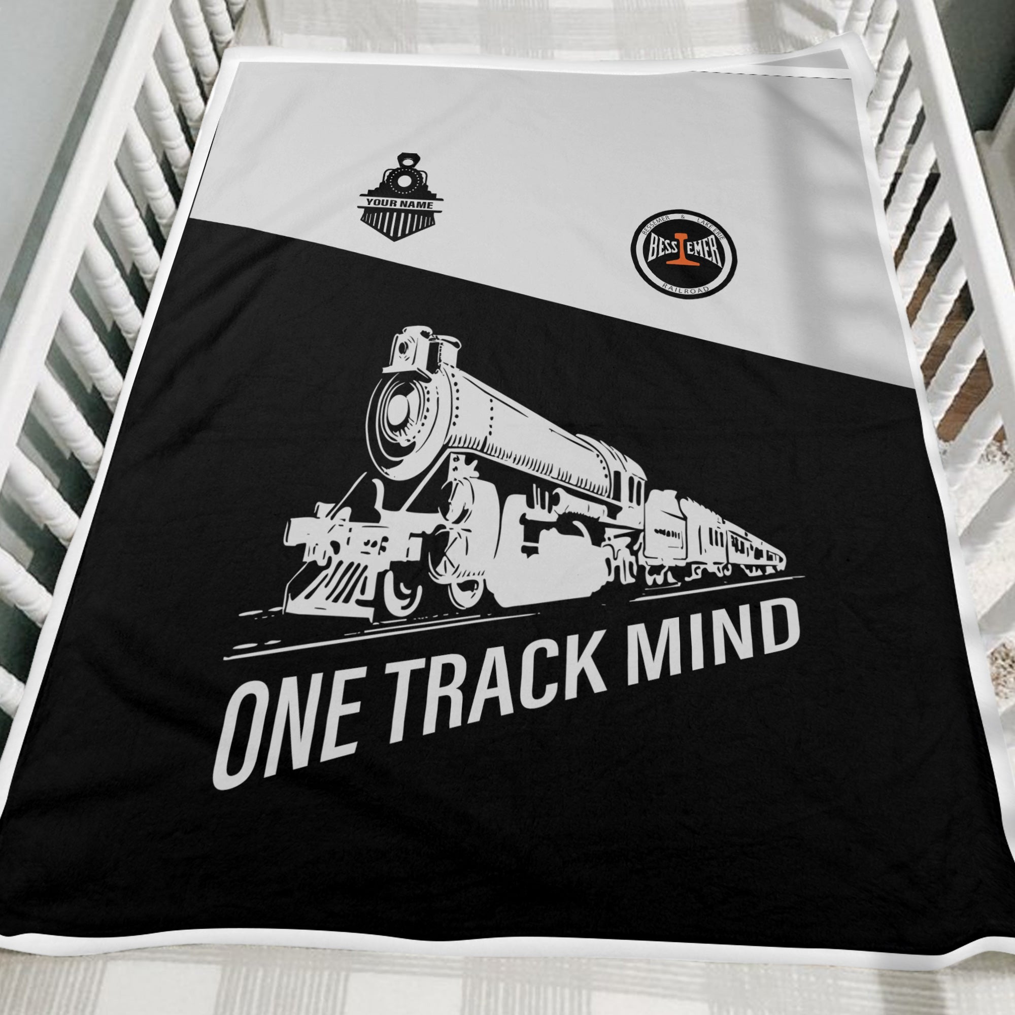 Railspirit Personalized Bessemer And Lake Erie Railroad Blanket One Track Mind Train Blanket Gift Idea For Train Lover
