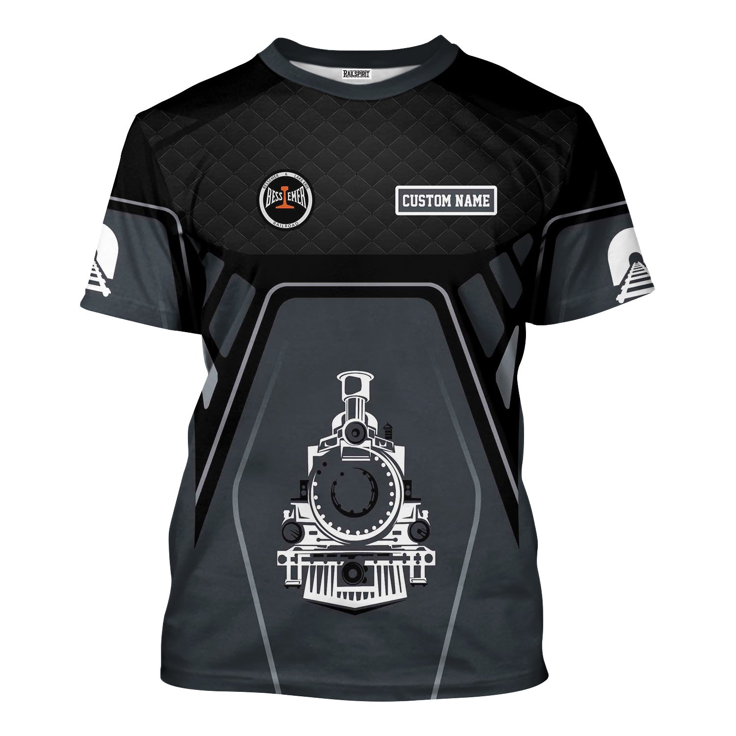 Railspirit Personalized Bessemer And Lake Erie Railroad T-Shirt Steam Locomotive Engine Graphic Train Shirt All Over Print