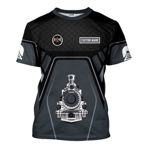 Railspirit Personalized Bessemer And Lake Erie Railroad T-Shirt Steam Locomotive Engine Graphic Train Shirt All Over Print