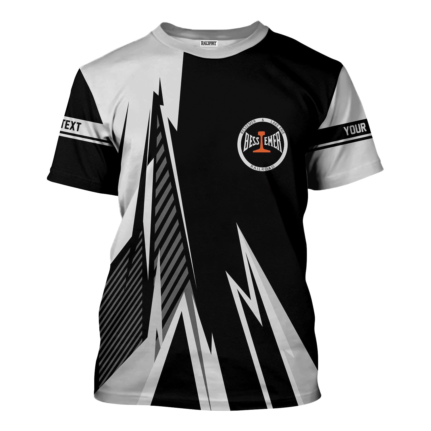 Railspirit Personalized Bessemer And Lake Erie Railroad T-Shirt Lightning-Inspired Railway Style Shirt For Train Lovers