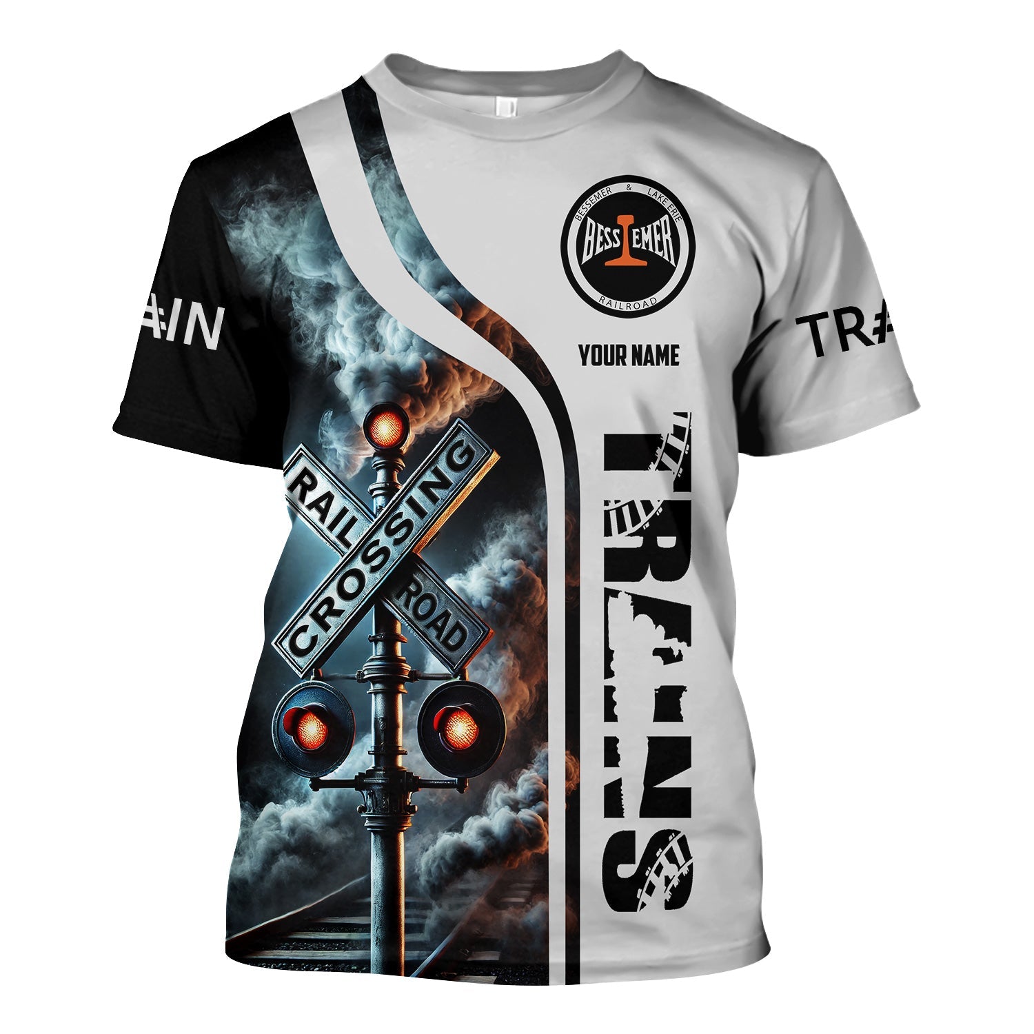 Railspirit Custom Name Bessemer And Lake Erie Railroad T Shirt Railroad Crossing Sign Train Shirt All Over Print