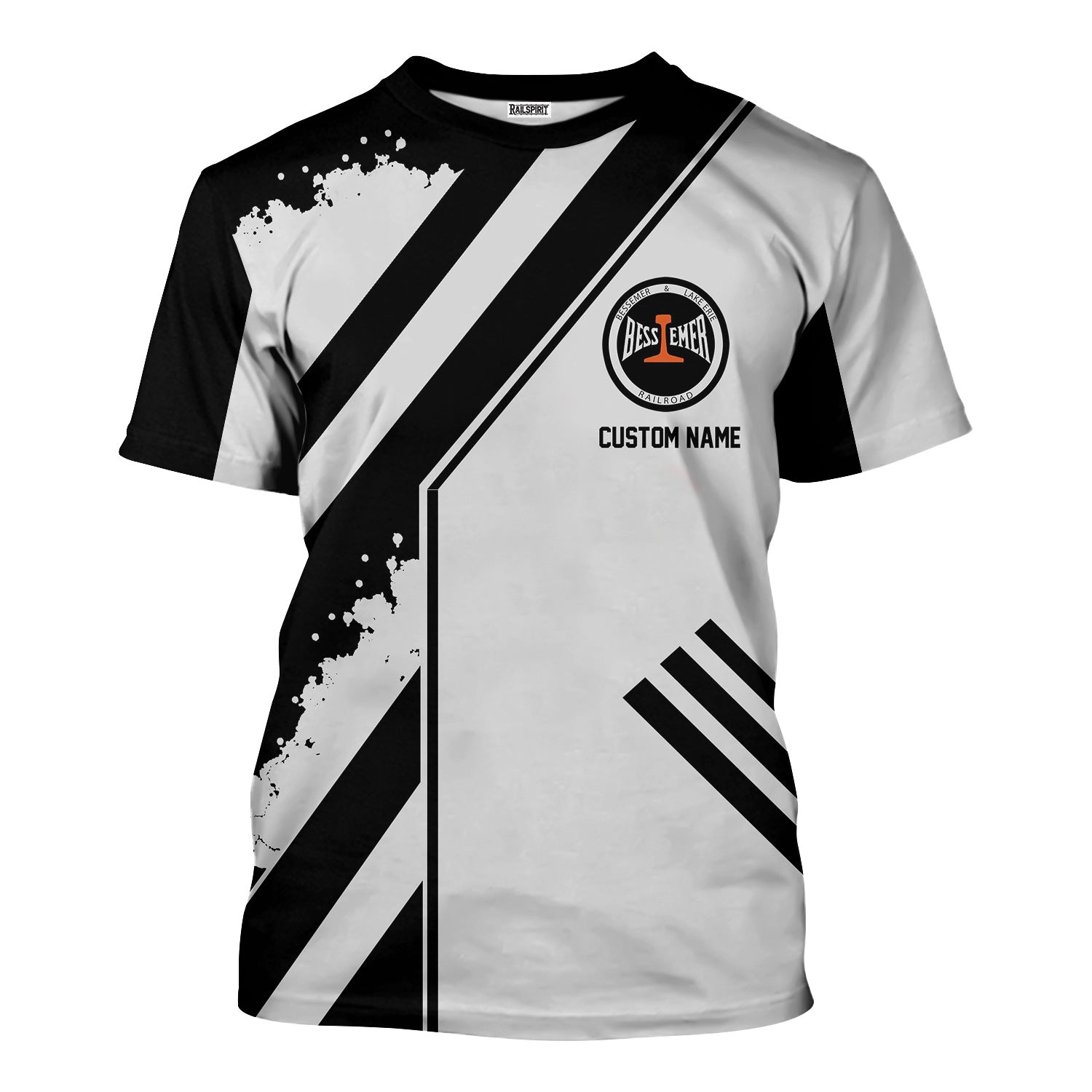 Railspirit Personalized Bessemer And Lake Erie Railroad T-Shirt Locomotive Design Train Shirt for Train Enthusiast