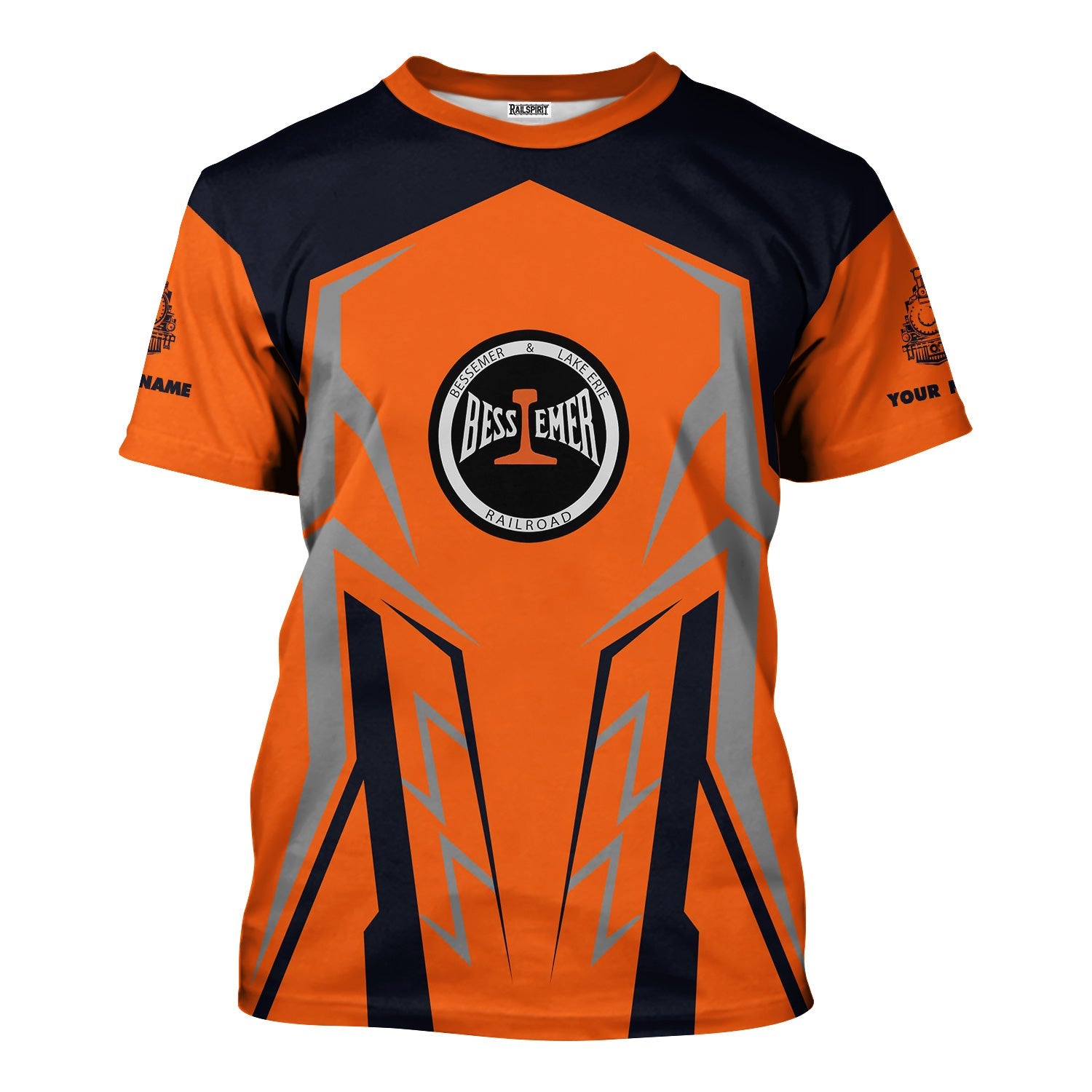 Railspirit Personalized Bessemer And Lake Erie Railroad T-Shirt Futuristic Design with Custom Job Train Shirt