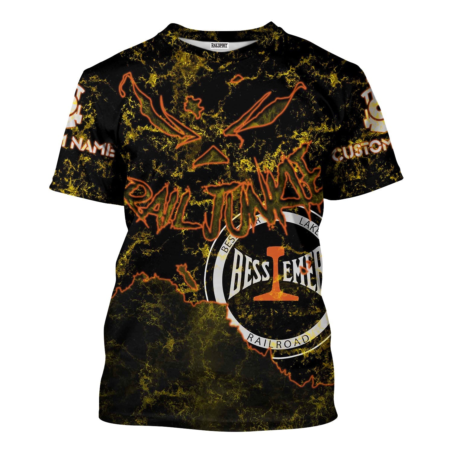 Railspirit Personalized Bessemer And Lake Erie Railroad T-Shirt Torn Graphic Style Train Shirt For Rail Junkie