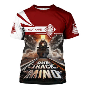 Railspirit Personalized Detroit & Mackinac Railroad T Shirt One Track Mind Train Printed Shirt