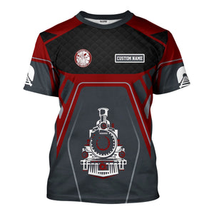 Railspirit Personalized Detroit & Mackinac Railroad T-Shirt Steam Locomotive Engine Graphic Train Shirt All Over Print