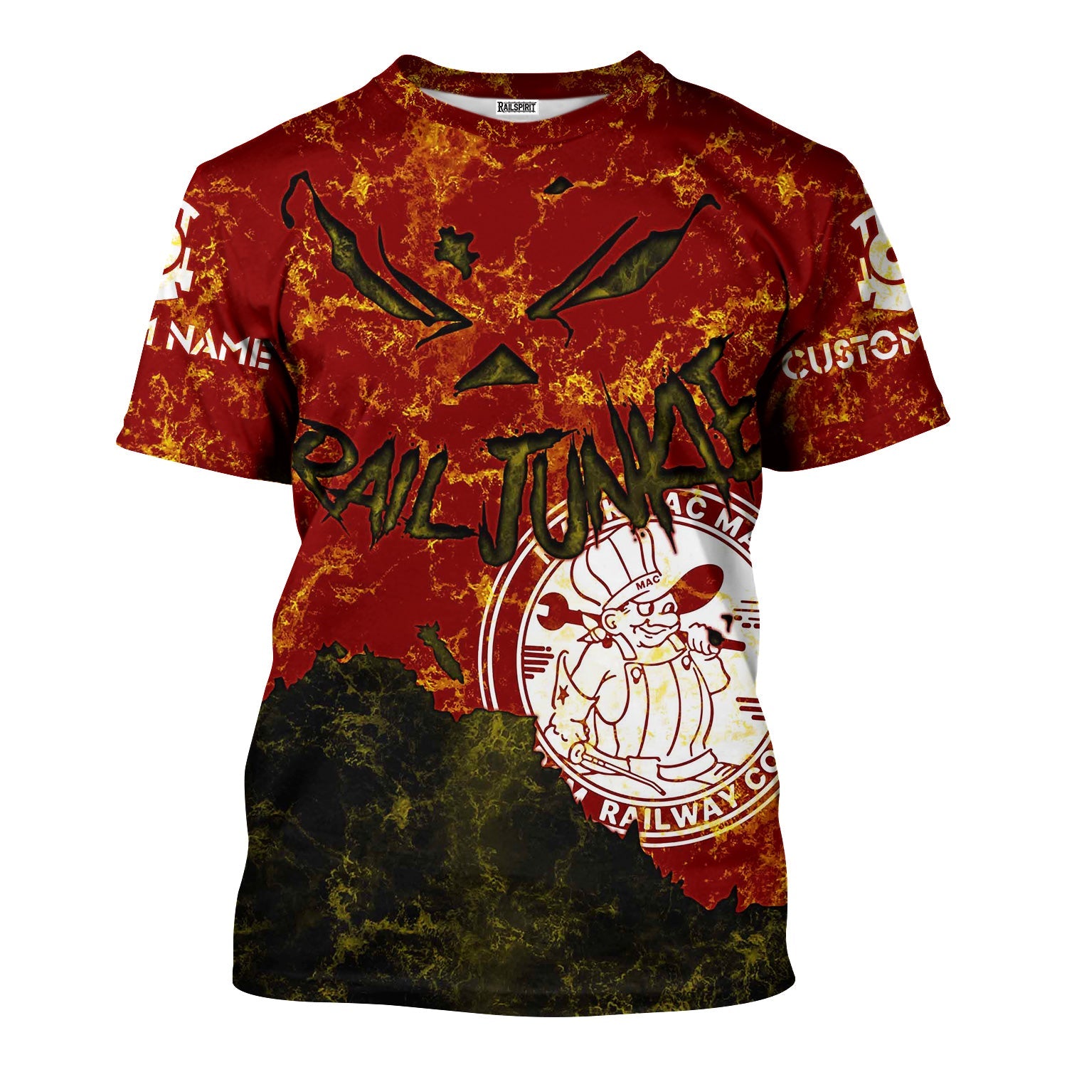 Railspirit Personalized Detroit & Mackinac Railroad T-Shirt Torn Graphic Style Train Shirt For Rail Junkie