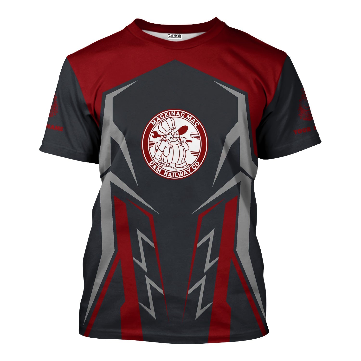 Railspirit Personalized Detroit & Mackinac Railroad T-Shirt Futuristic Design with Custom Job Train Shirt