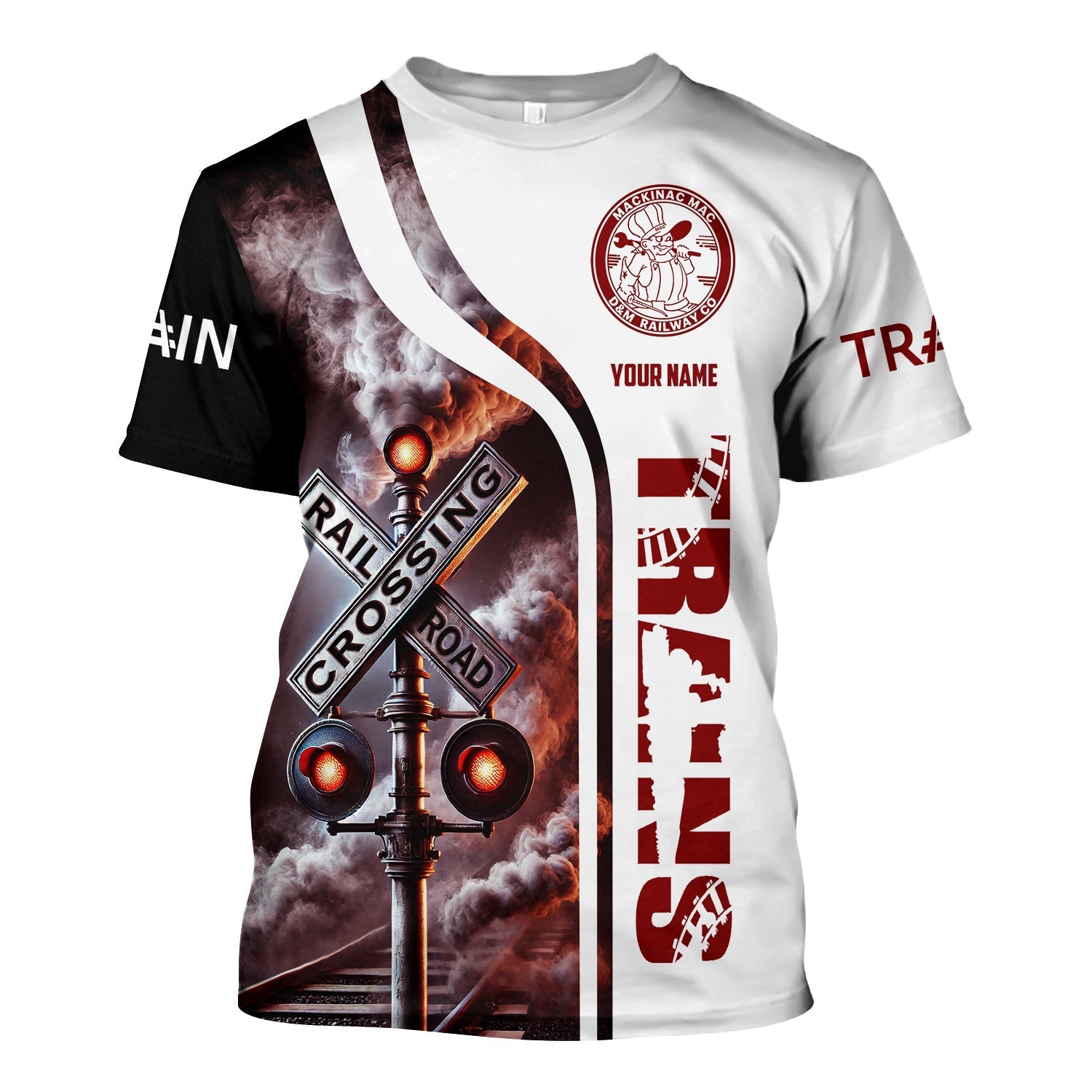 Railspirit Custom Name Detroit & Mackinac Railroad T Shirt Railroad Crossing Sign Train Shirt All Over Print