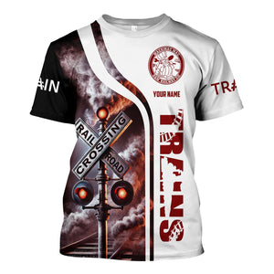 Railspirit Custom Name Detroit & Mackinac Railroad T Shirt Railroad Crossing Sign Train Shirt All Over Print