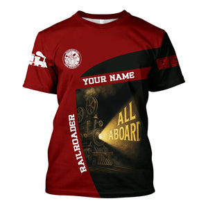 Railspirit Personalized Detroit & Mackinac Railroad T-Shirt All Aboard Steam Train Movie Projector Style Shirt