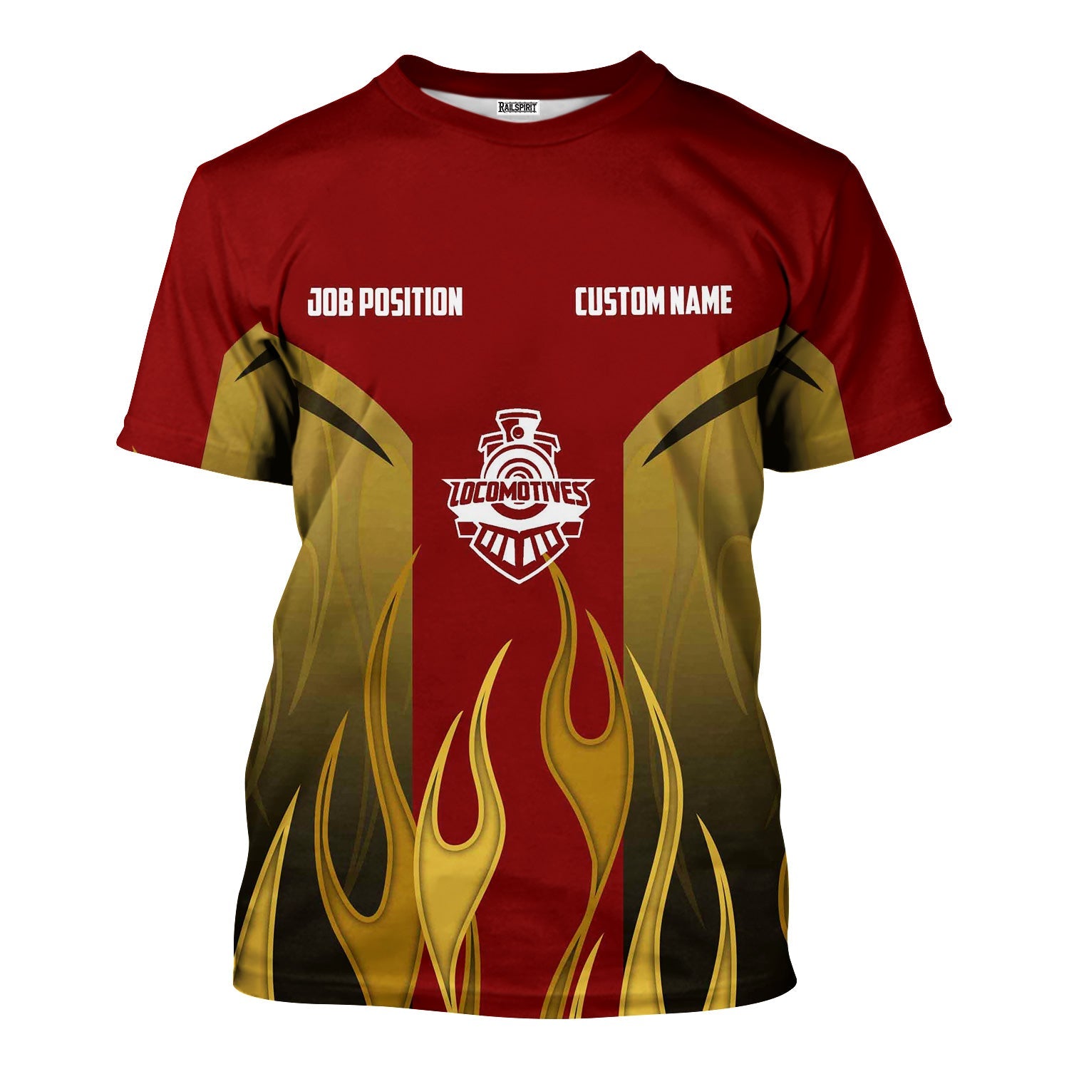 Railspirit Custom Name and Job Title Detroit & Mackinac Railroad T-Shirt Flame Graphic Train Shirt