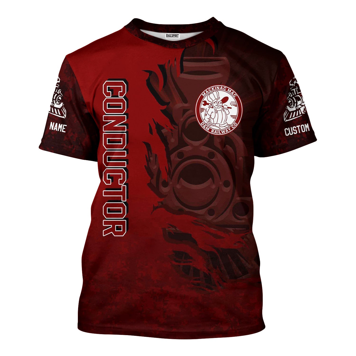 Railspirit Personalized Detroit & Mackinac Railroad T-Shirt Blazing Style with Custom Position Train Shirt