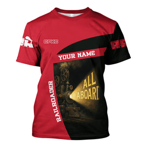 Railspirit Personalized Canadian Pacific Kansas City T-Shirt All Aboard Steam Train Movie Projector Style CPKC Shirt