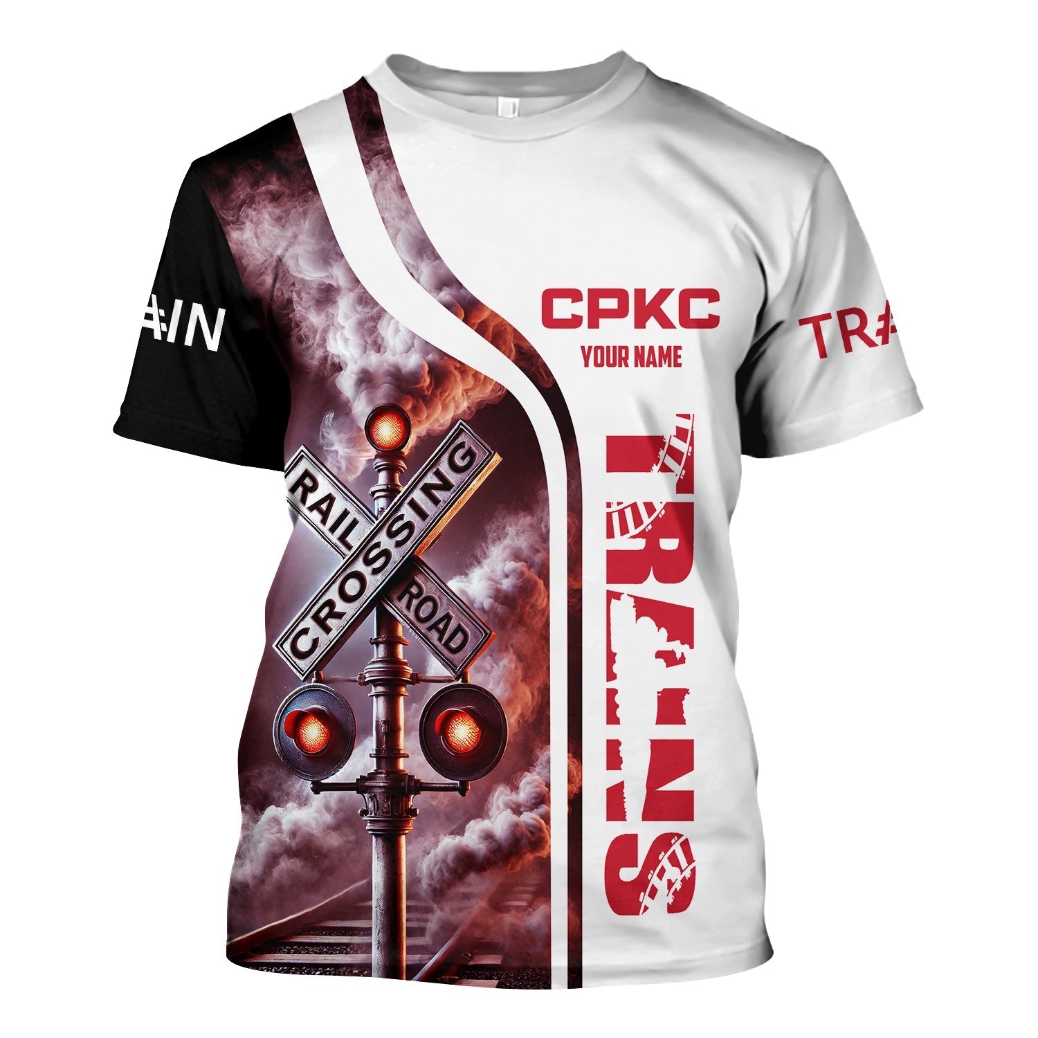 Railspirit Custom Name Canadian Pacific Kansas City T Shirt Railroad Crossing Sign Train Shirt All Over Print