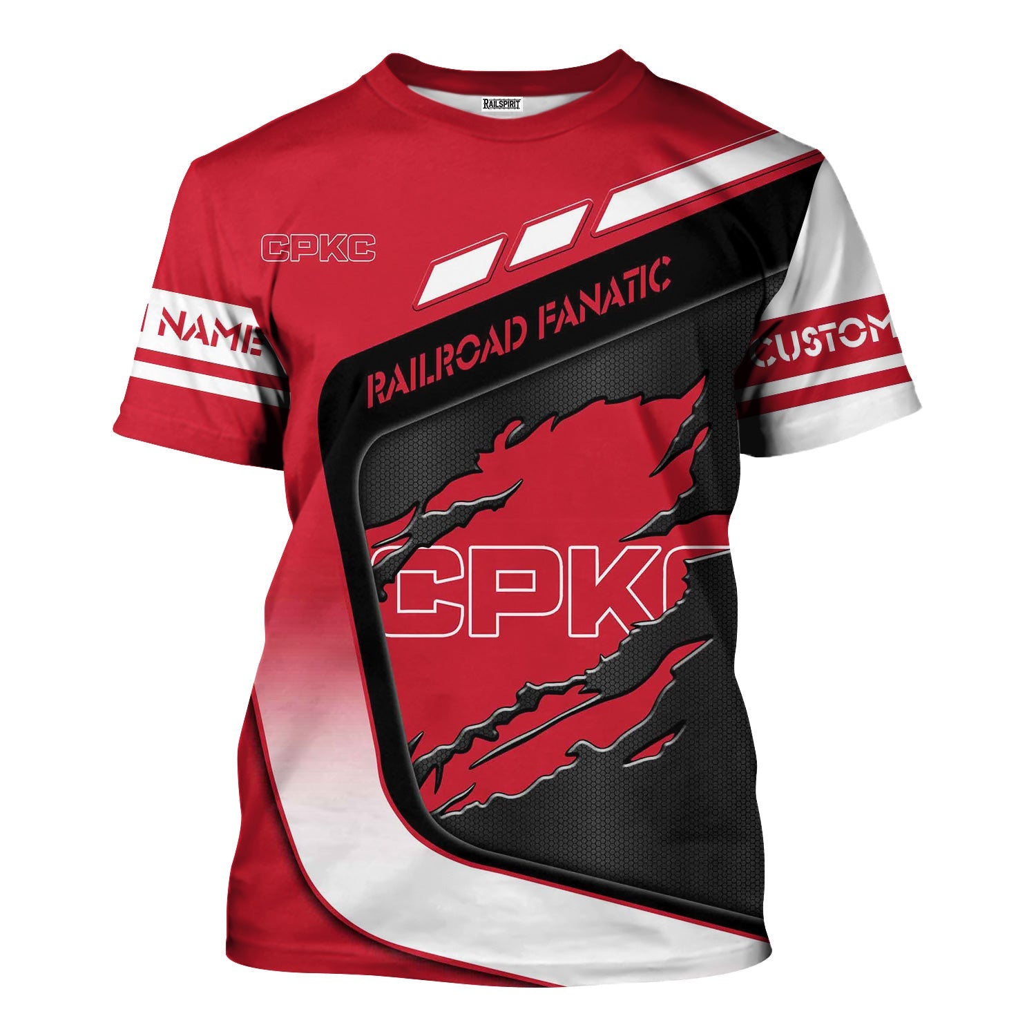 Railspirit Personalized Canadian Pacific Kansas City T-Shirt Ripped Texture Style CPKC Train Shirt For Railroad Fanatic