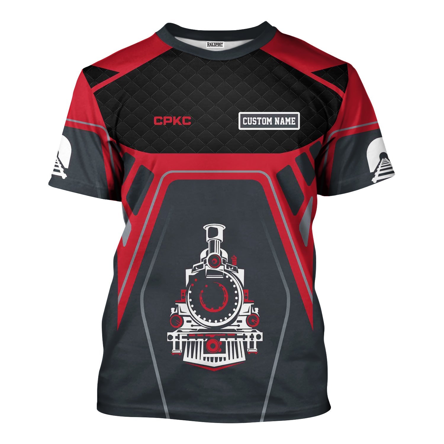 Railspirit Personalized Canadian Pacific Kansas City T-Shirt Steam Locomotive Engine Graphic CPKC Train Shirt All Over Print