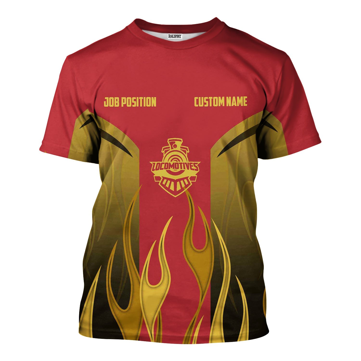Railspirit Custom Name and Job Title Florida East Coast Railway T-Shirt Flame Graphic Train Shirt