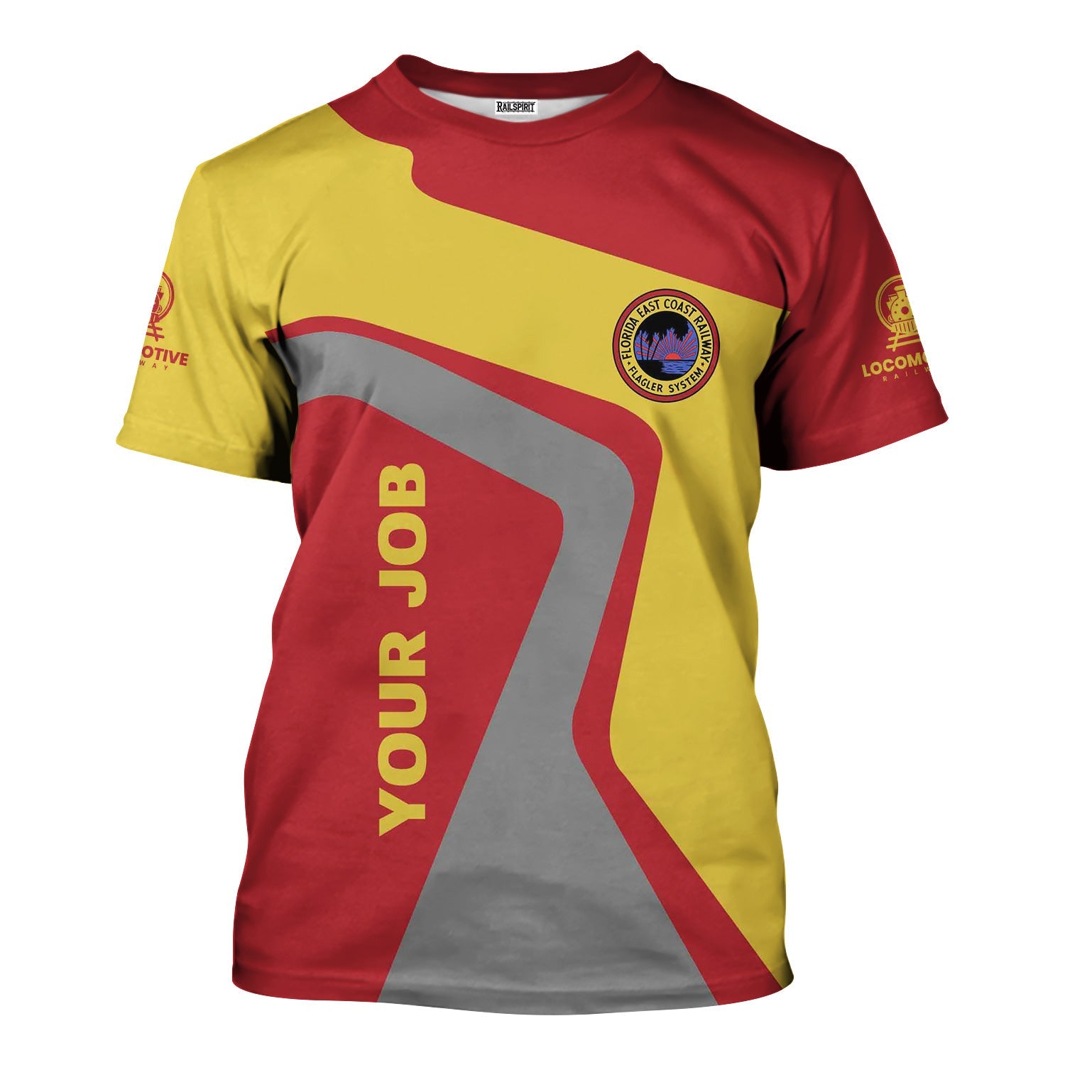 Railspirit Personalized Florida East Coast Railway T-Shirt Unique Design with Custom Job Position Train Shirt