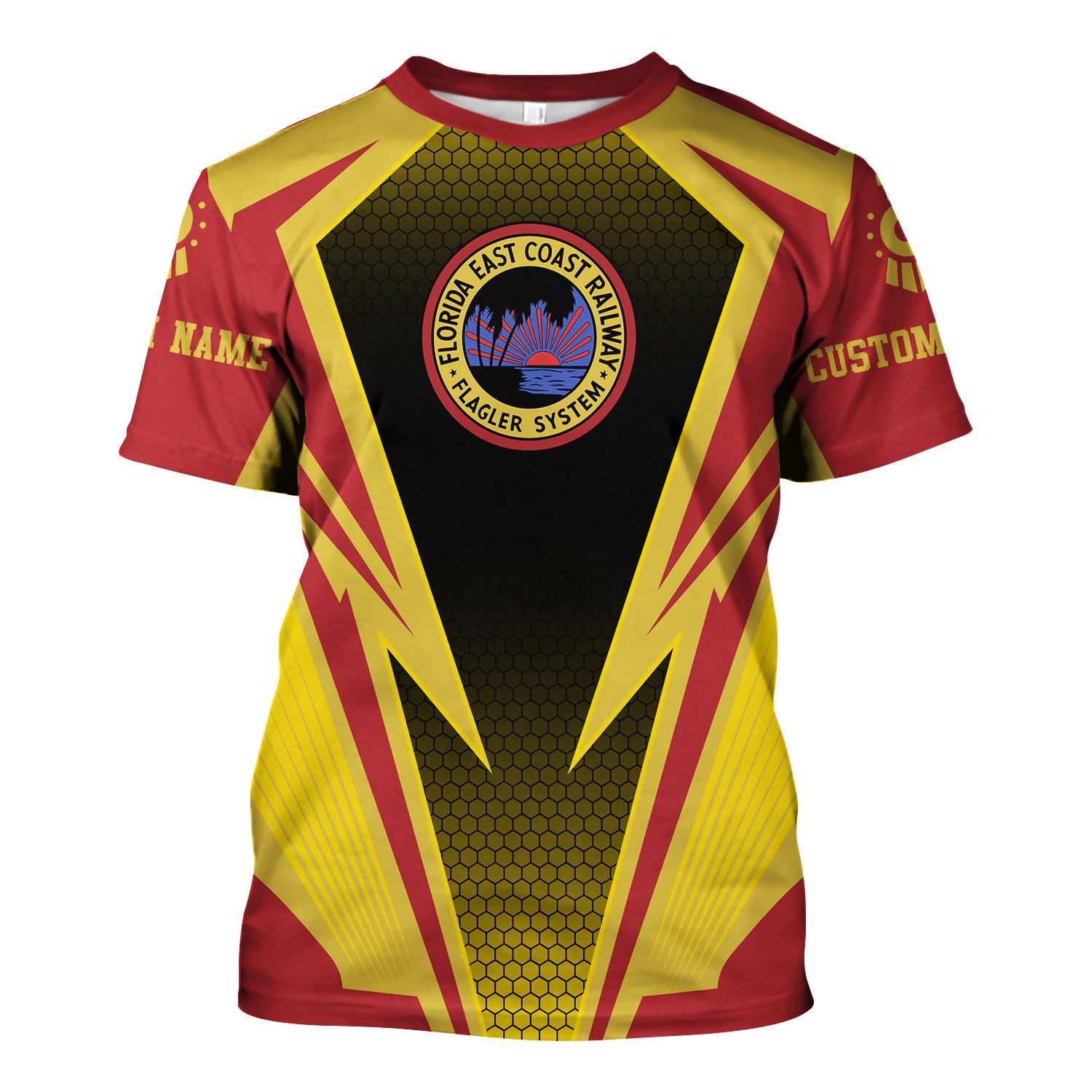 Railspirit Personalized Florida East Coast Railway T-Shirt Lightning Graphic Style Shirt Gift Idea For Train Lover