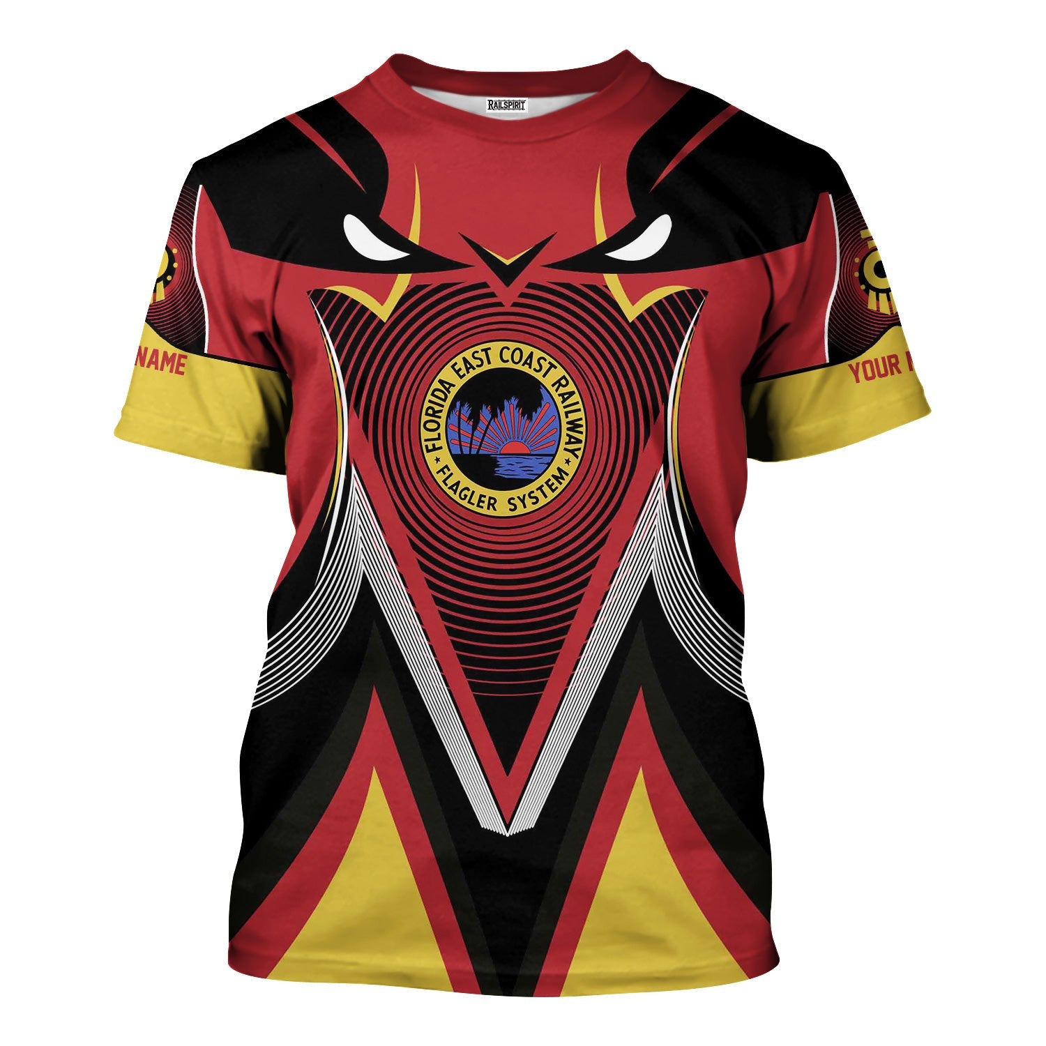 Railspirit Personalized Florida East Coast Railway T-Shirt Vibrant Graphic Pattern Shirt For Train Enthusiasts