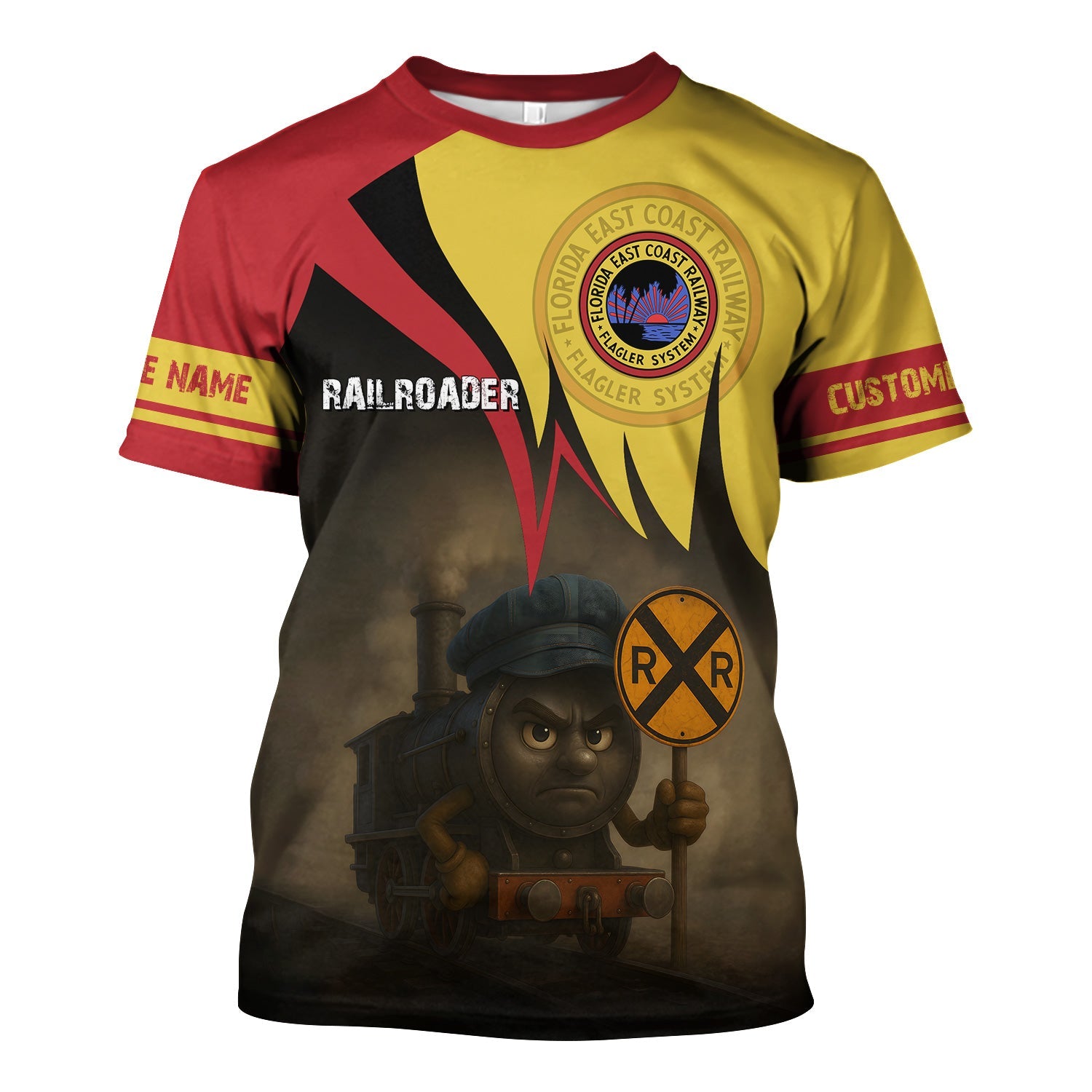 Railspirit Personalized Florida East Coast Railway T-Shirt Angry Train Shirt Gift Idea For Train Lover