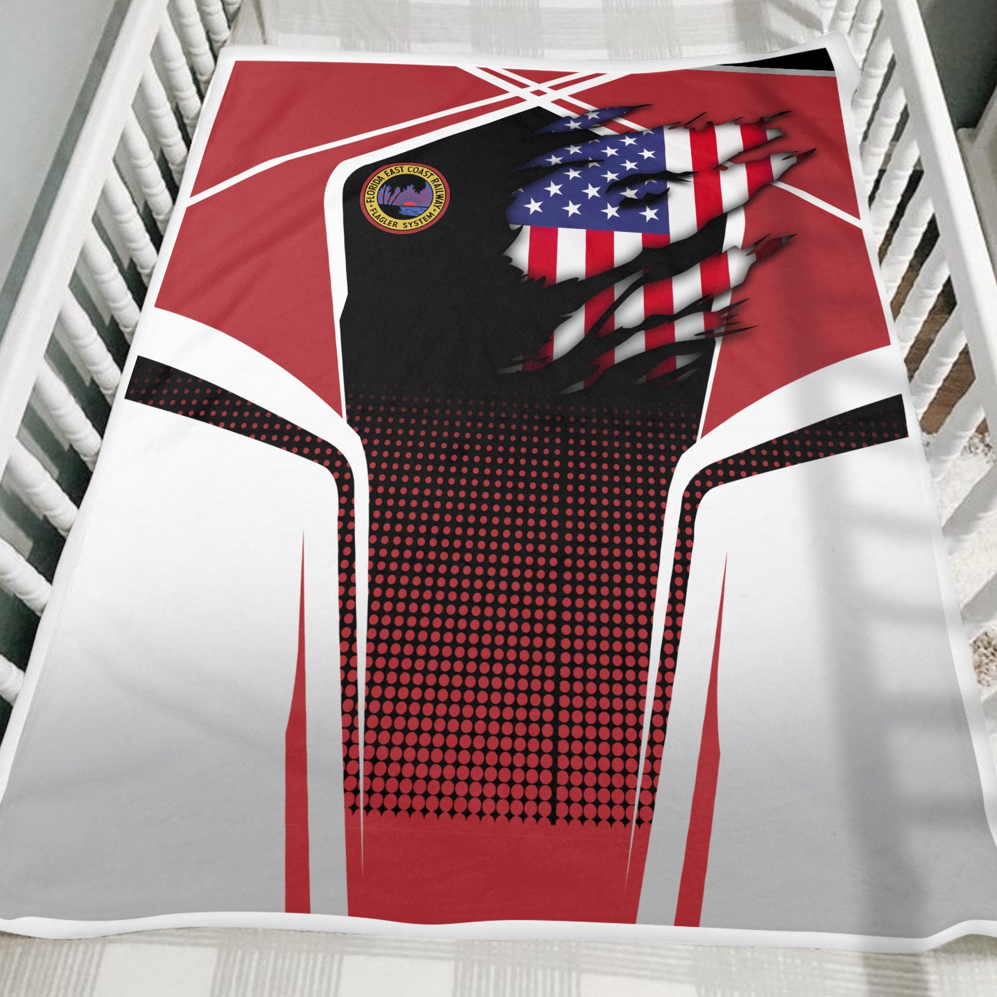 Railspirit Personalized Florida East Coast Railway Blanket American Vintage All Over Printed Blanket