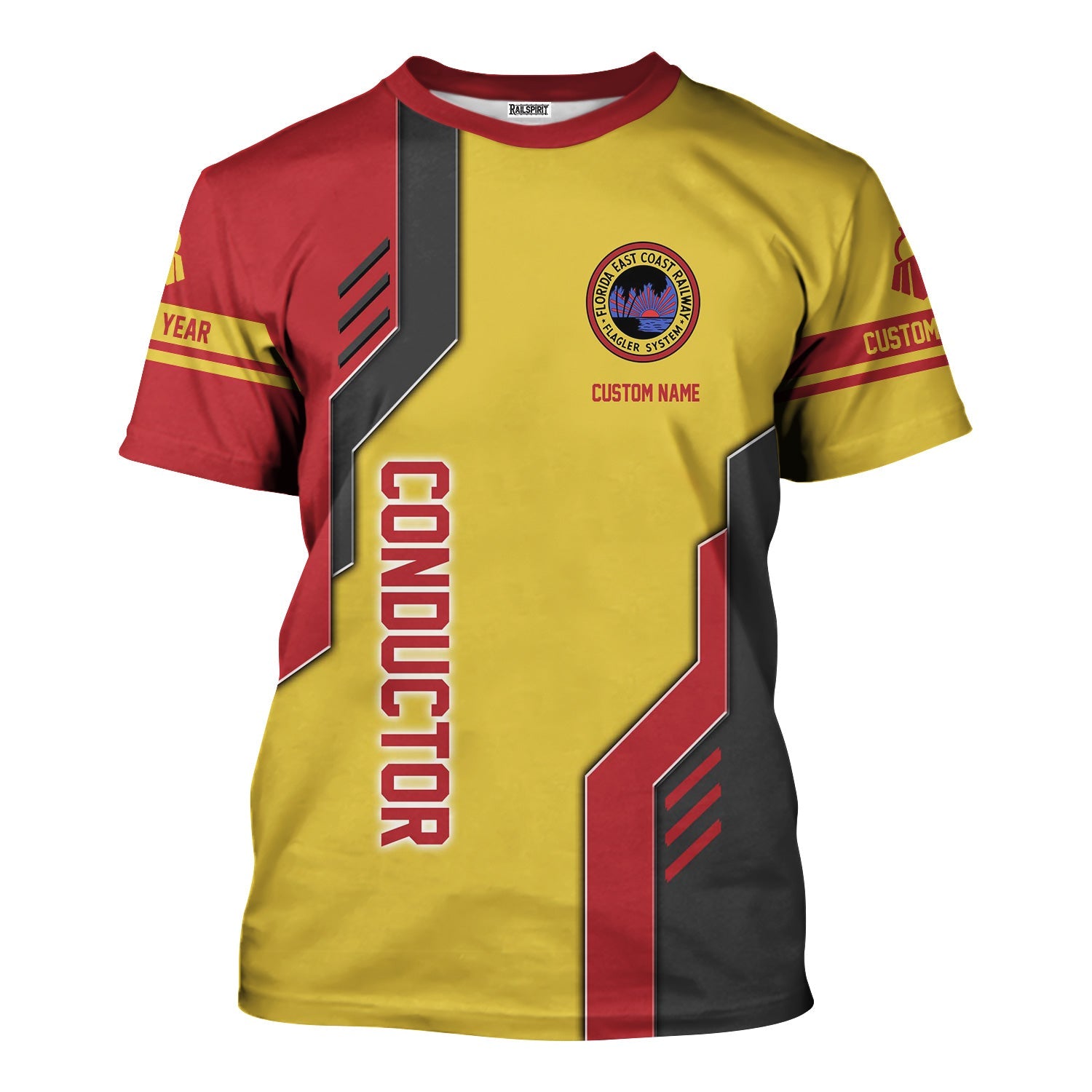 Railspirit Personalized Florida East Coast Railway T-Shirt Unique Railway Style with Custom Job Train Shirt