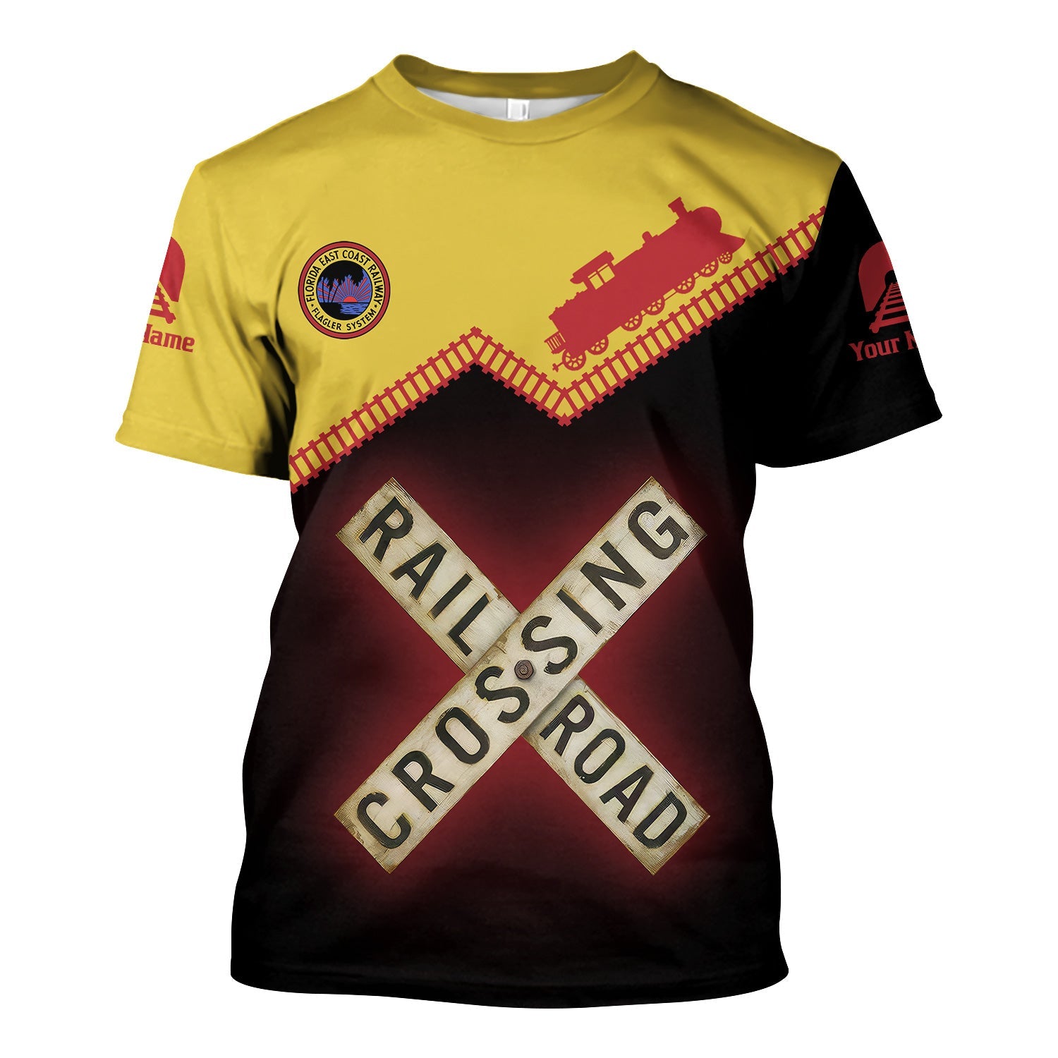 Railspirit Personalized Florida East Coast Railway T Shirt Railroad Crossing Printed Train Track Shirt