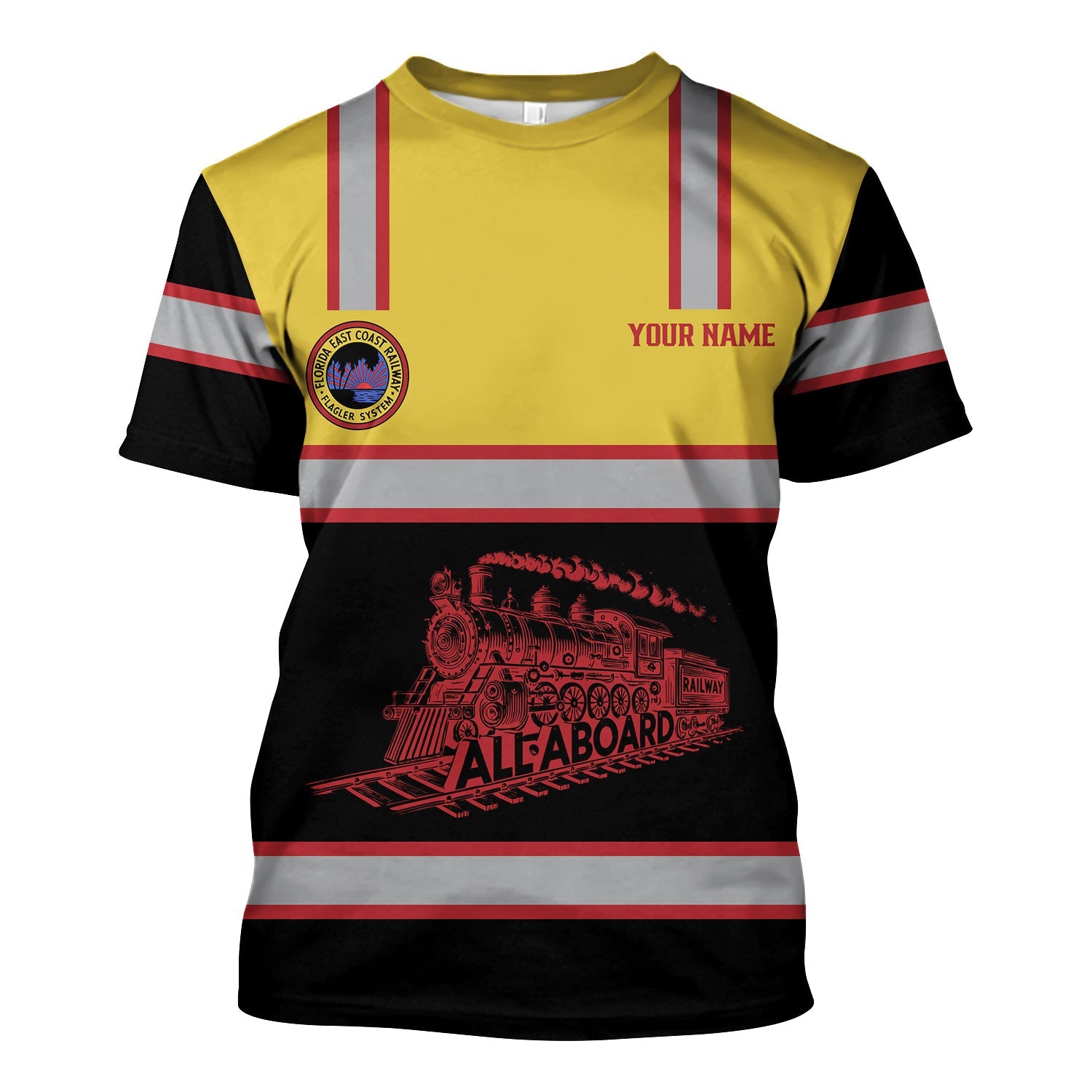 Railspirit Custom Name Florida East Coast Railway T Shirt Eat Train Sleep Repeat Printed Train Shirt